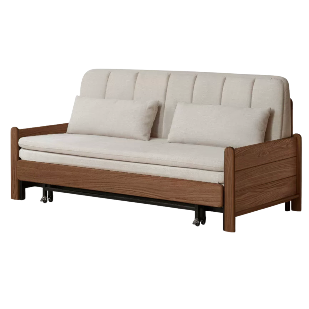 Oak, Ash Solid Wood Sleeper Sofa with Solid Wood Frame and Reclining Backrest