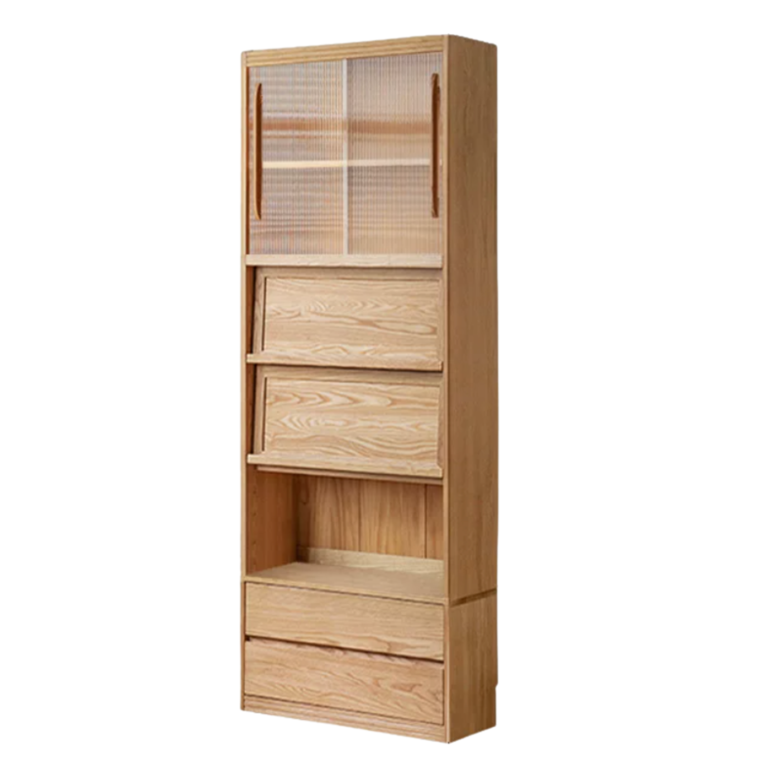 Ash Solid Wood Wall-Mounted Bookcase with Integrated Study Shelf
