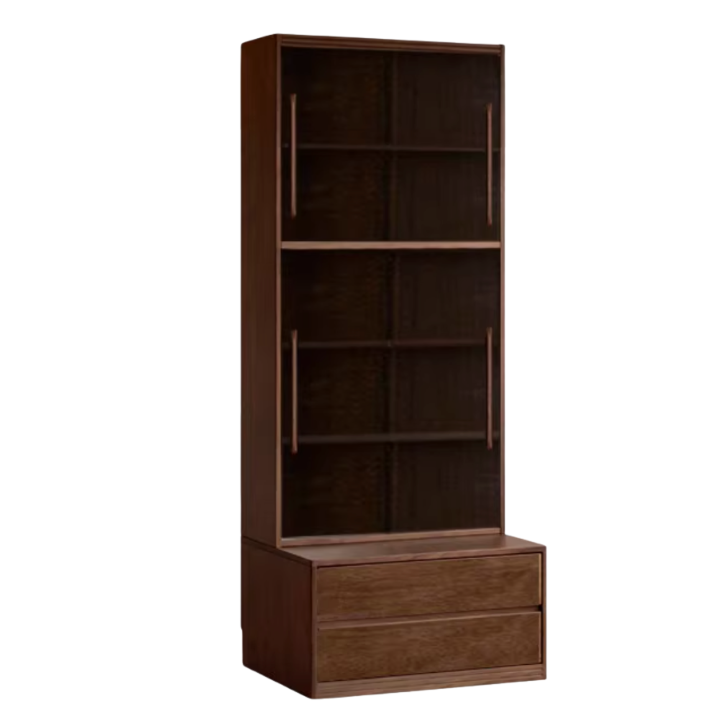 Black Walnut, Oak, Sandalwood, Ash Solid Wood Light Luxury Combined Bookshelf With Seat