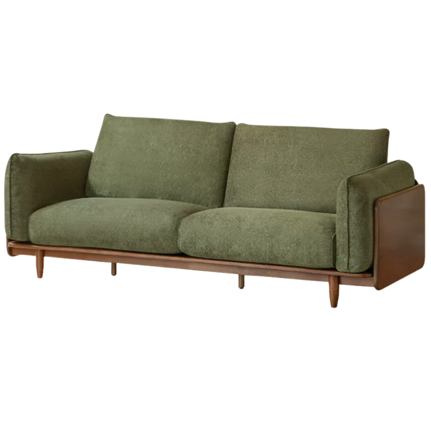 Black Walnut Solid Wood, Oak, Solid Sandalwood Genuine leather, fabric Sofa with Wood Base