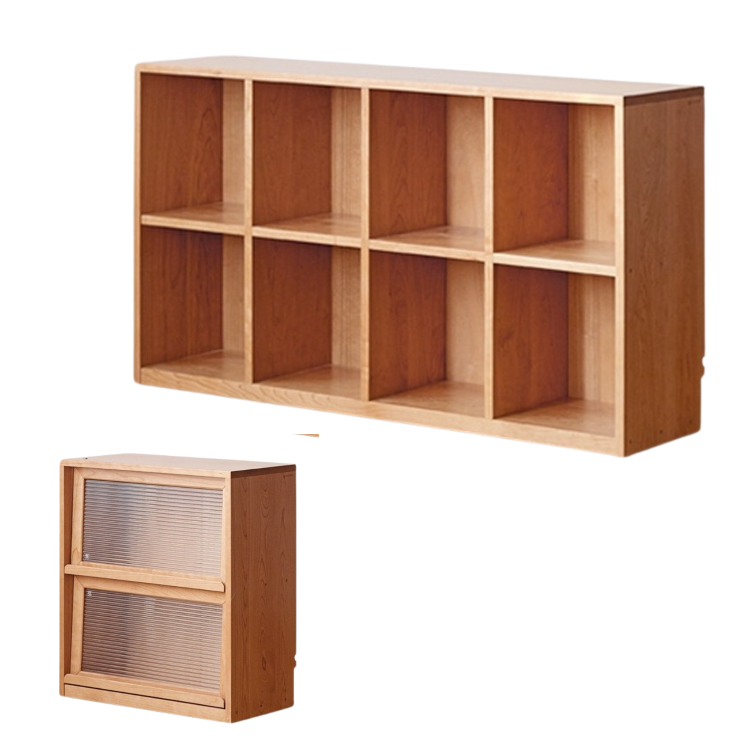 Cherry solid wood vintage floor storage bookcase<