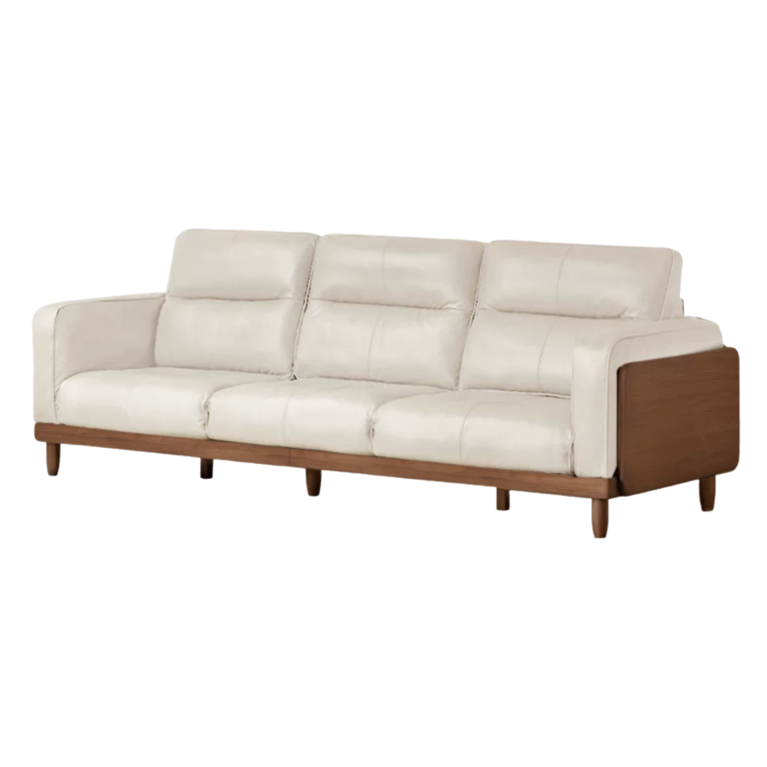 Black Walnut, Ash, Solid Sandalwood Genuine Leather, fabrics Sofa with High-Back Design