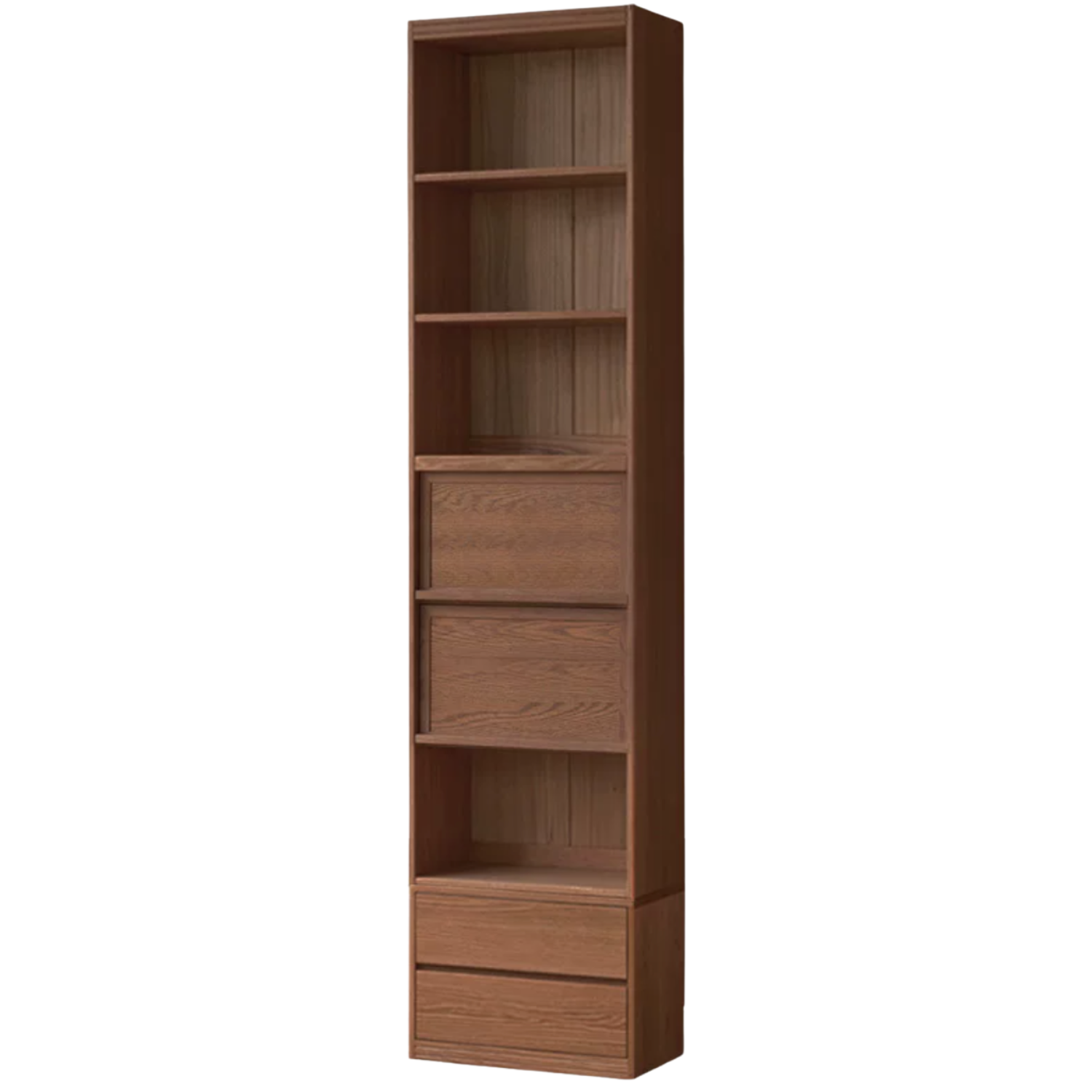Black Walnut, Oak, Ash Solid Wood Floor-Standing Bookcase with Luxury Storage Cabinet