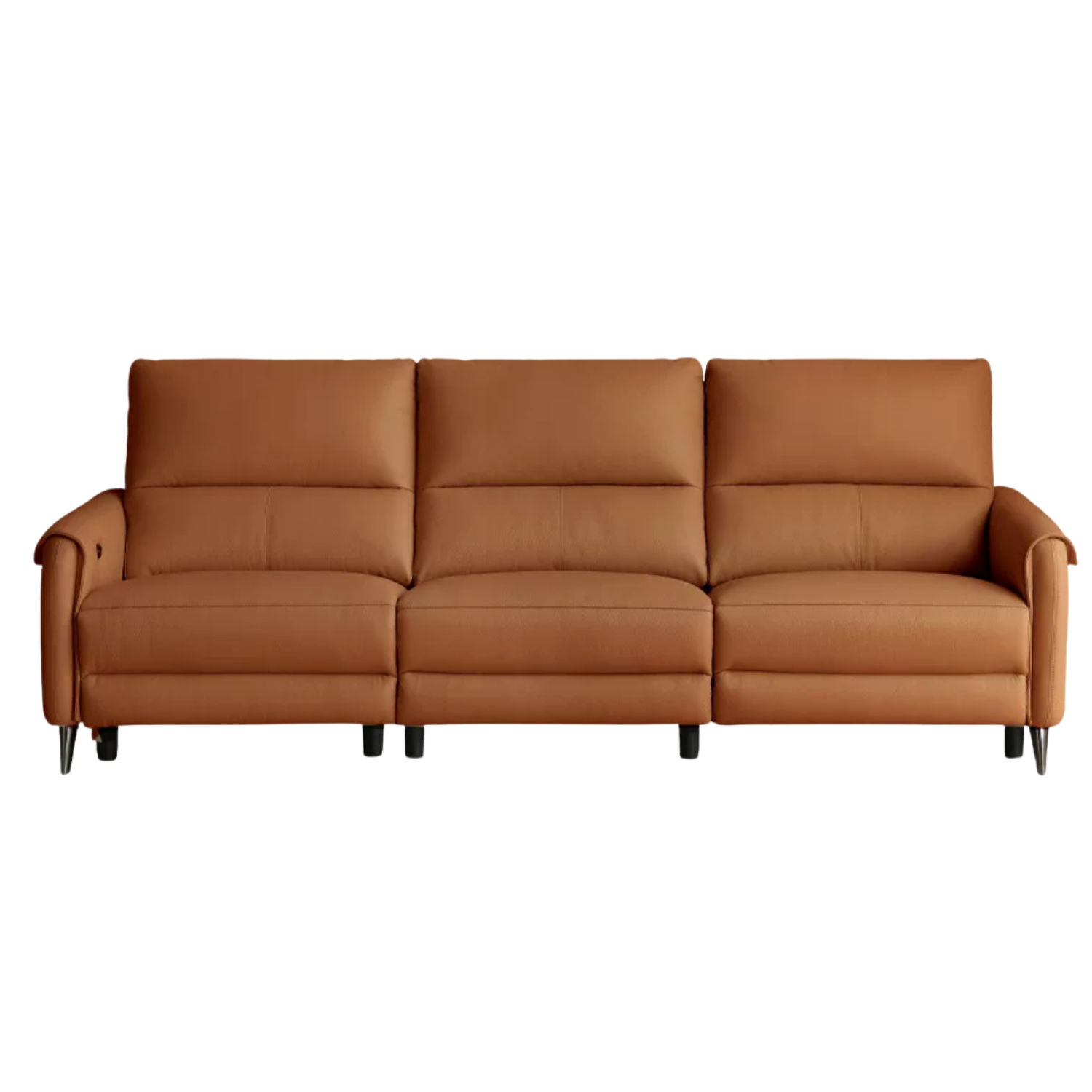 Genuine Leather Power Reclining Sofa with Wall-Hugger Track Arms
