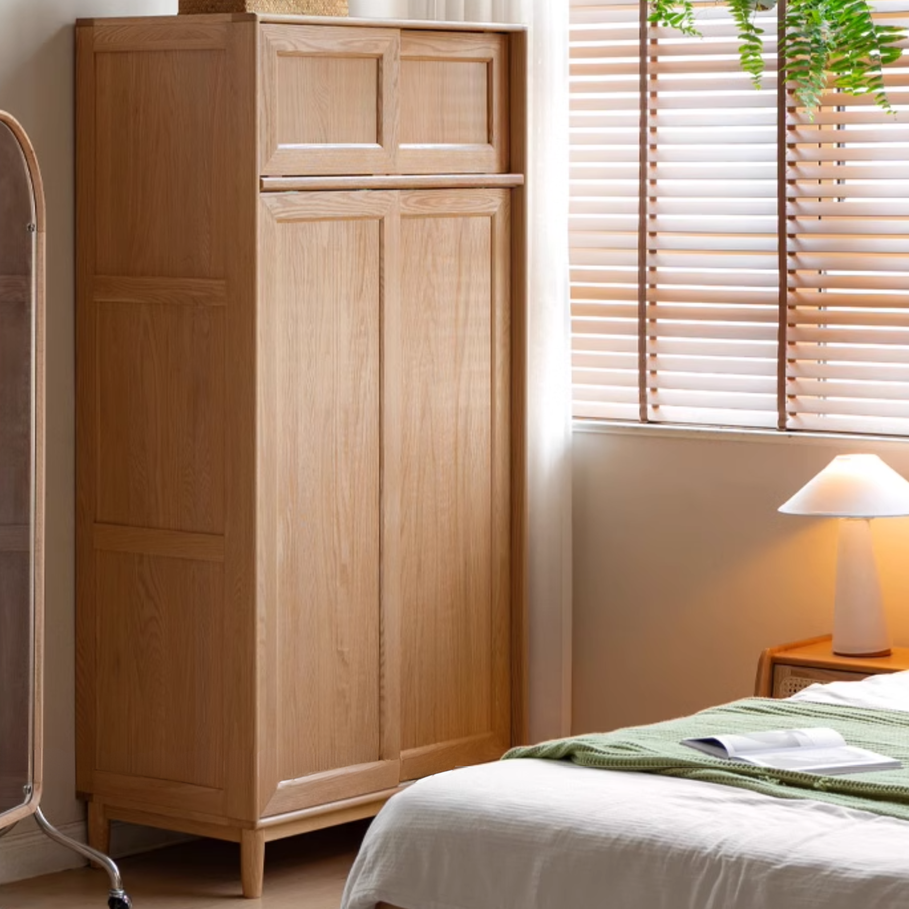 Oak Solid Wood Sliding Door Wardrobe