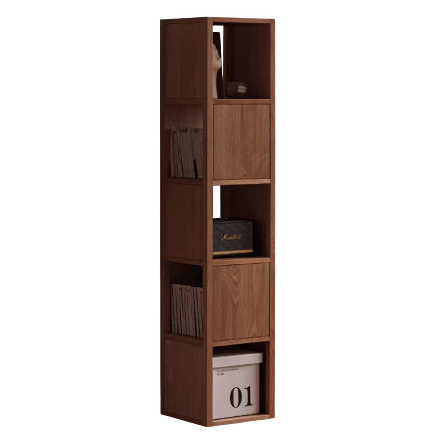 Oak, Ash Solid Wood Bookshelf Narrow Cabinet