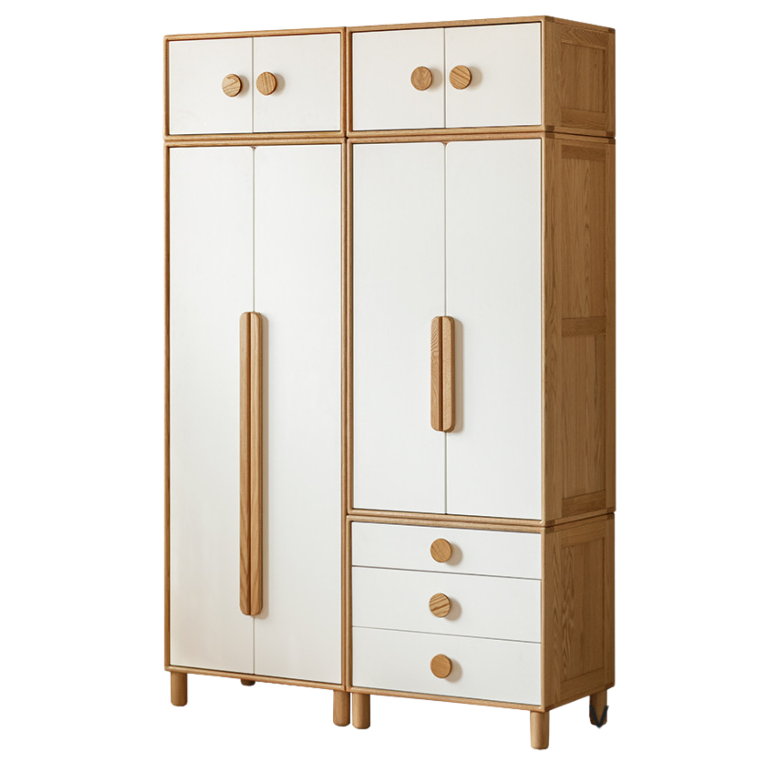 Oak solid wood children's wardrobe combination storage cabinet: