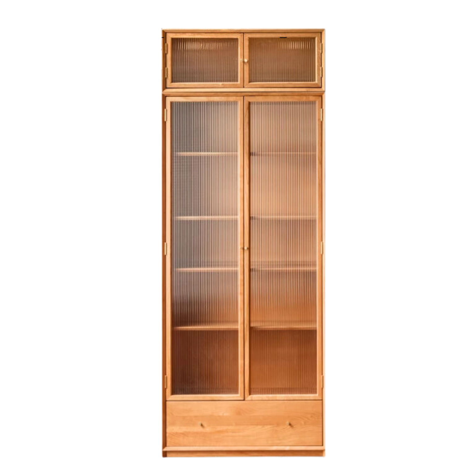 Cherry Wood Combination Bookcase Floor Shelf Glass Door Bookcase-