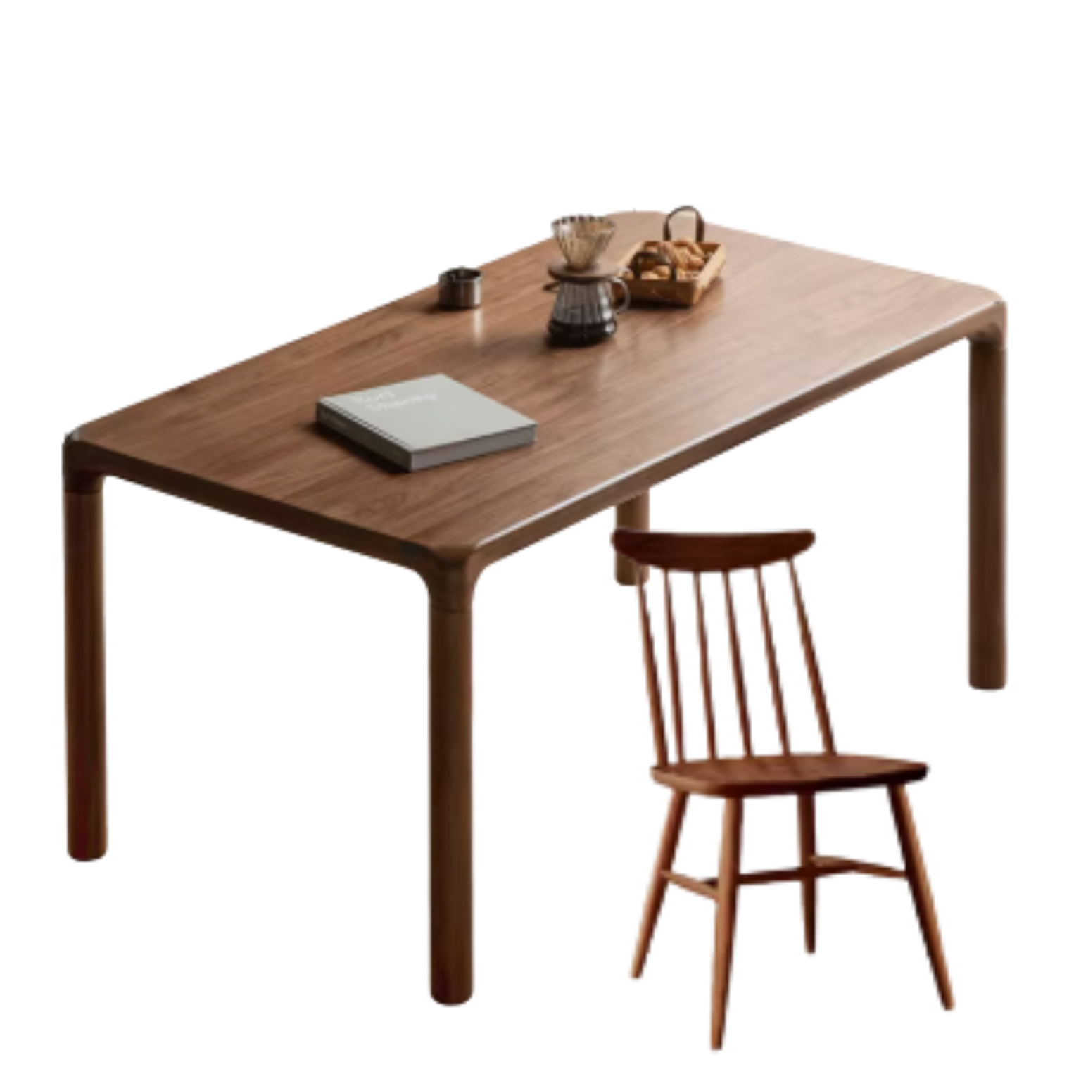 Black Walnut, Ash Solid Wood Rectangular Dining Table