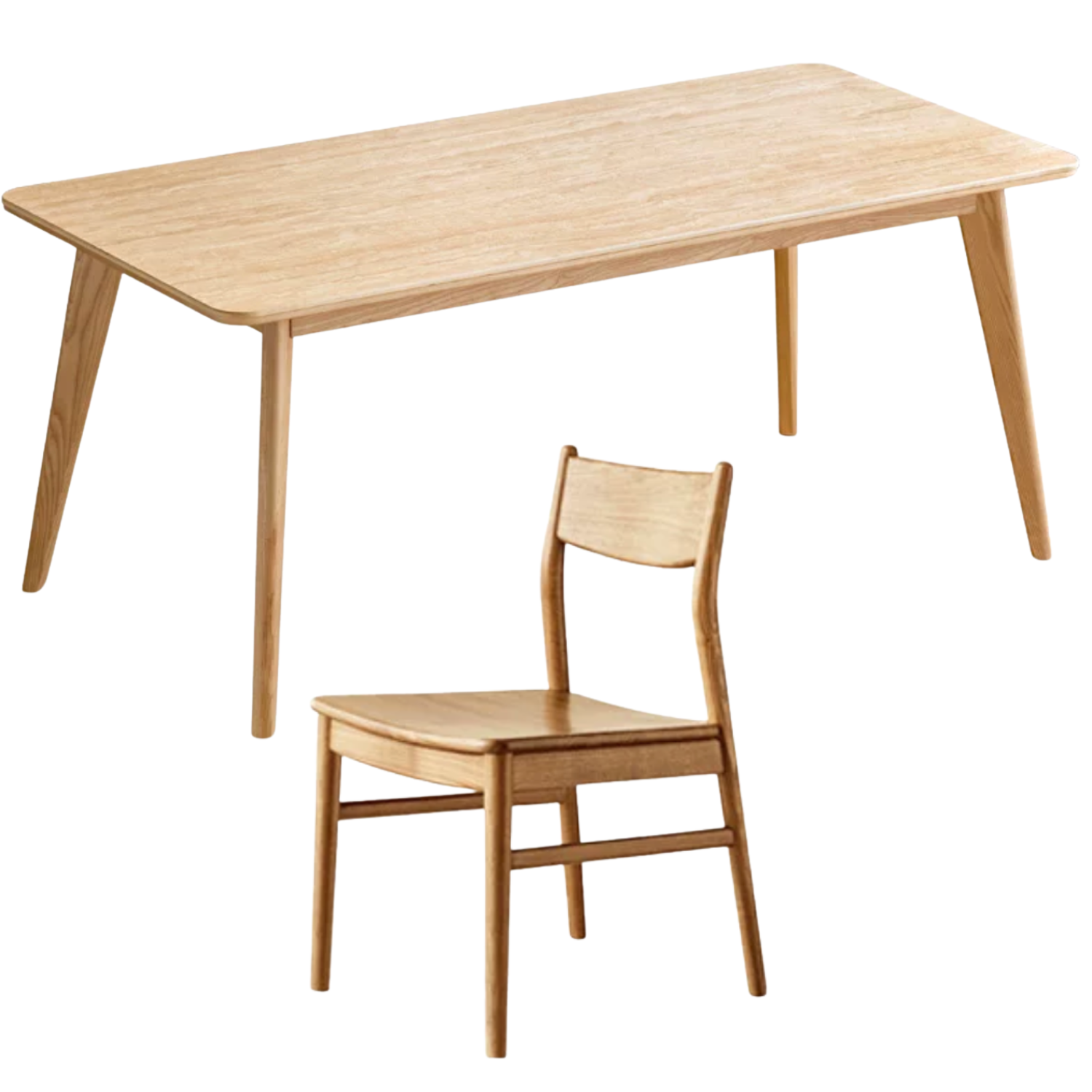 Ash Solid Wood Nordic Dining Table With Rock Slab Surface