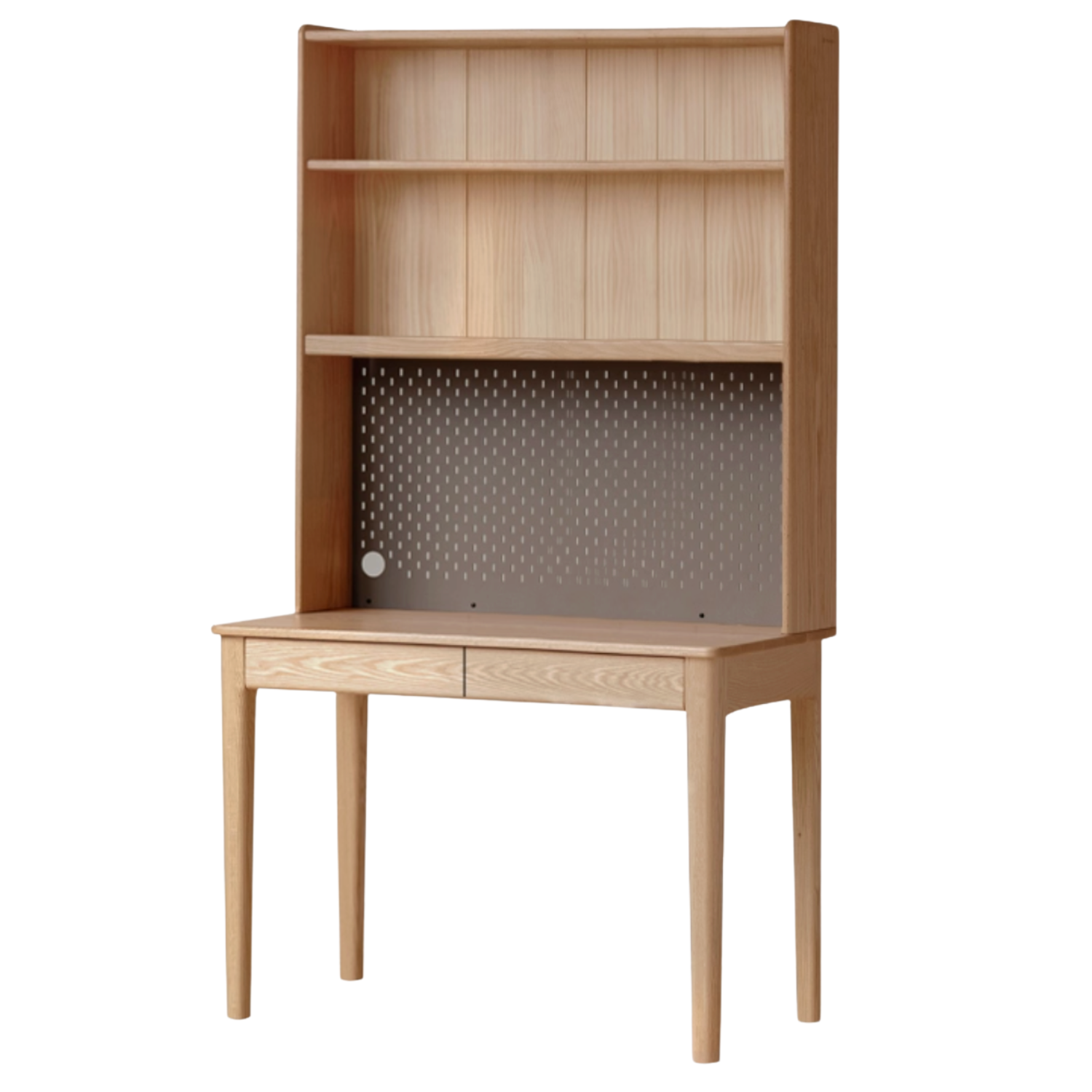 Oak, Ash Solid Wood Modern Desk Bookshelf Integrated