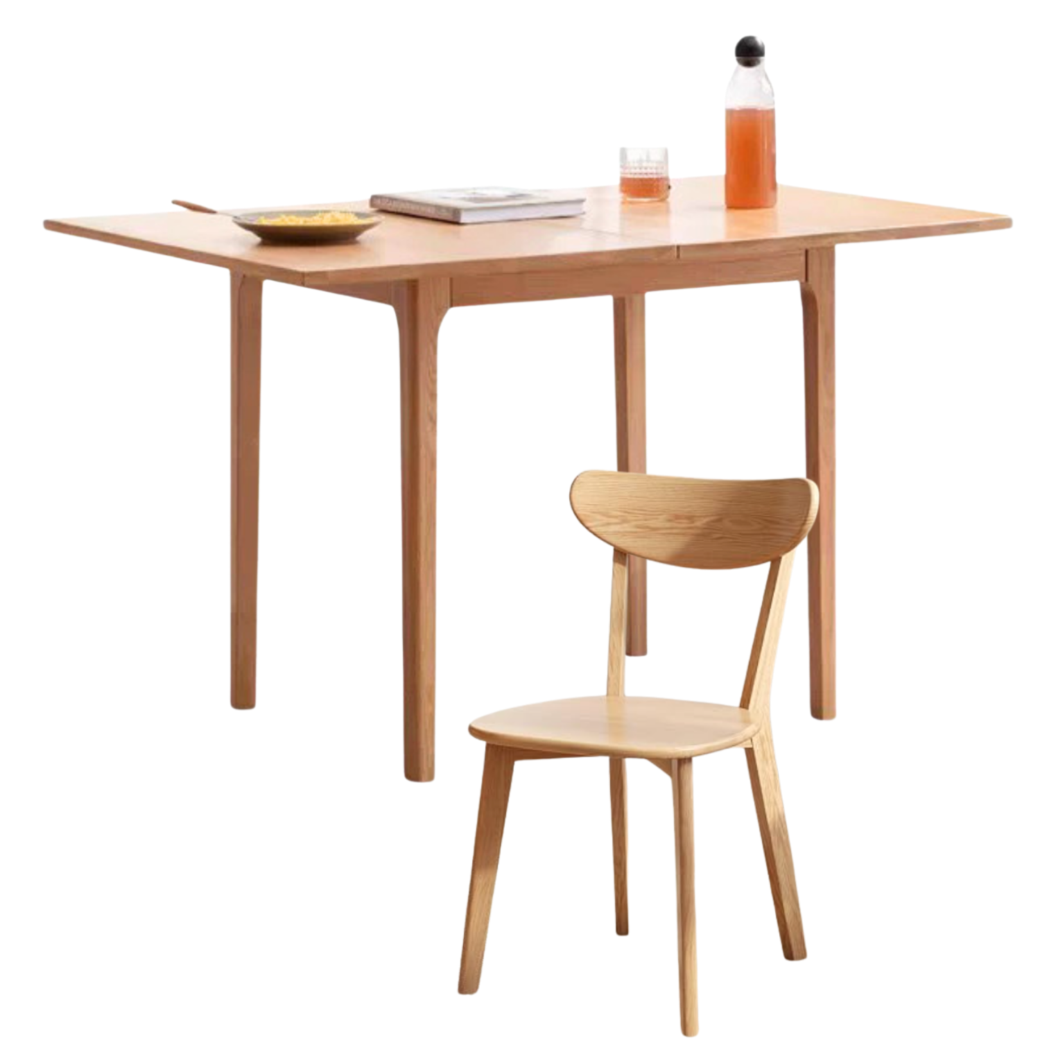 Oak Solid Wood Folding Small Dining Table