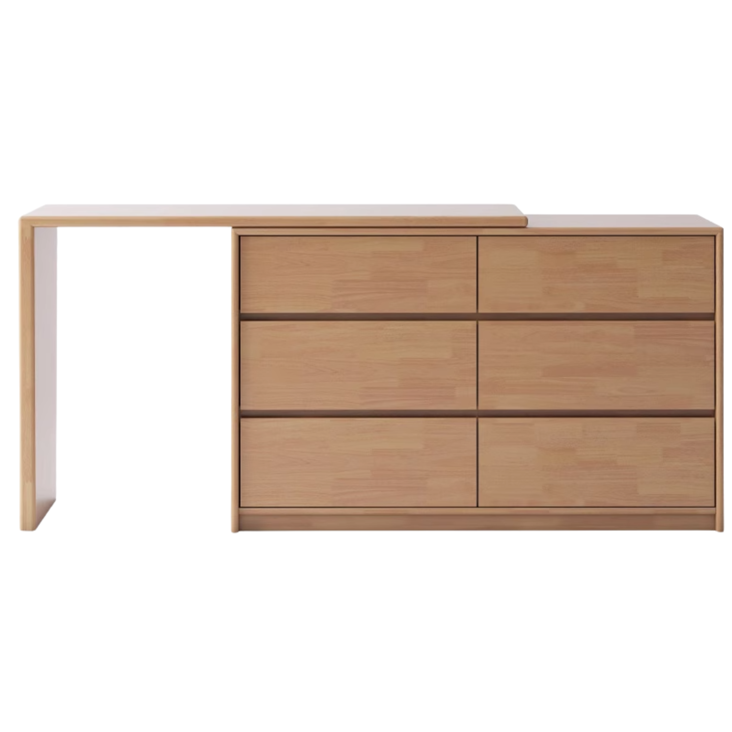 Oak, Solid Rubberwood Dressing Table L-Shaped Corner