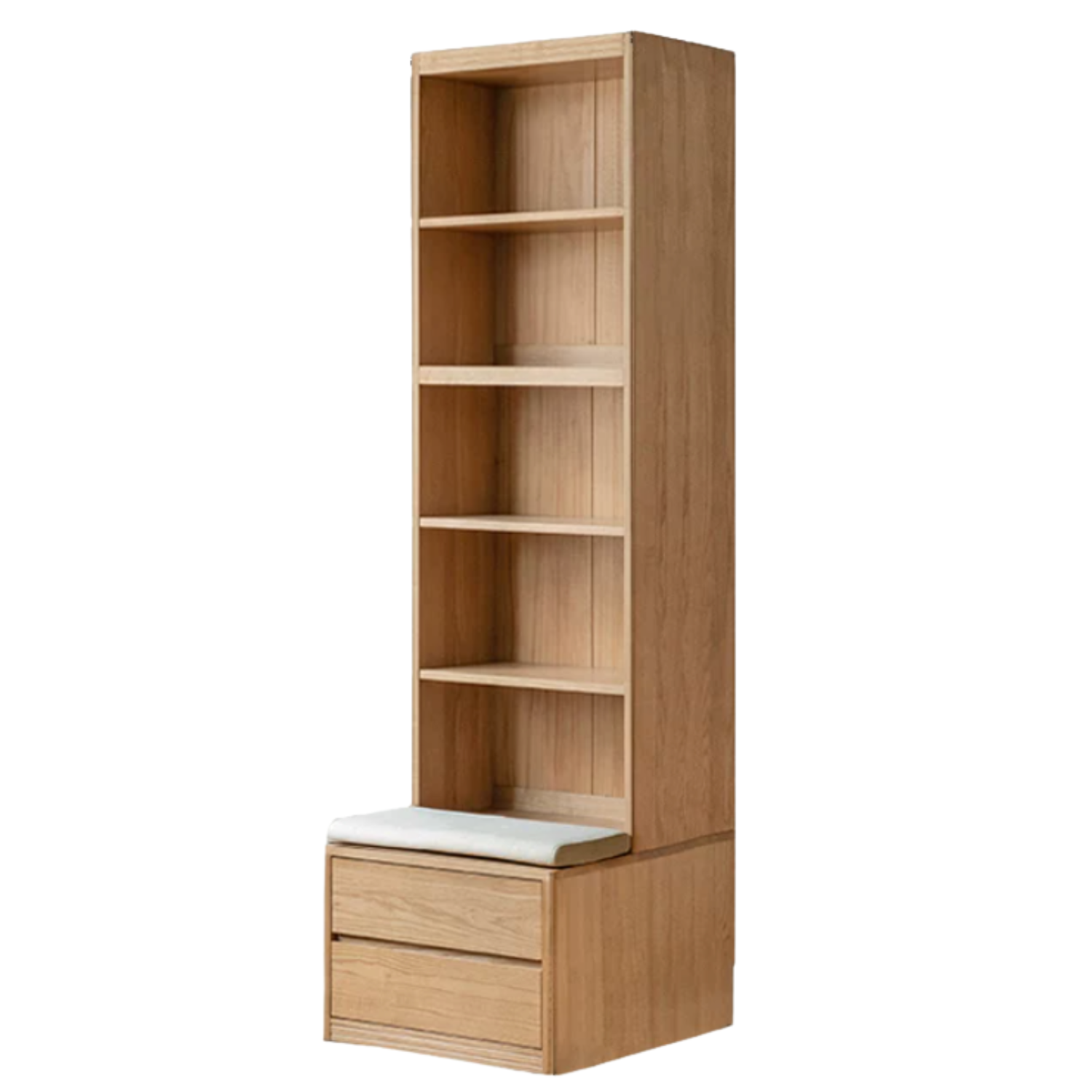 Ash Solid Wood Wall-Mounted Bookcase with Integrated Study Shelf