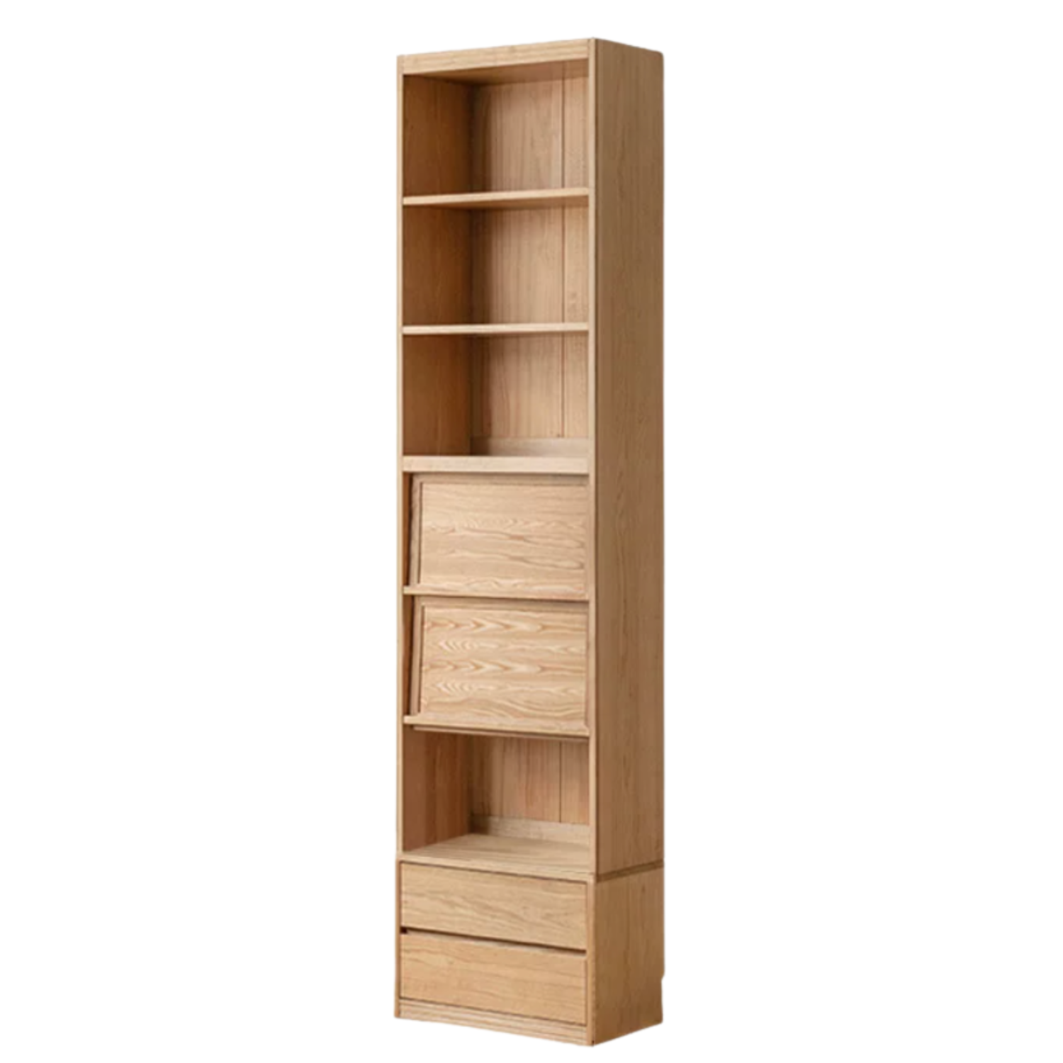 Ash Solid Wood Wall-Mounted Bookcase with Integrated Study Shelf