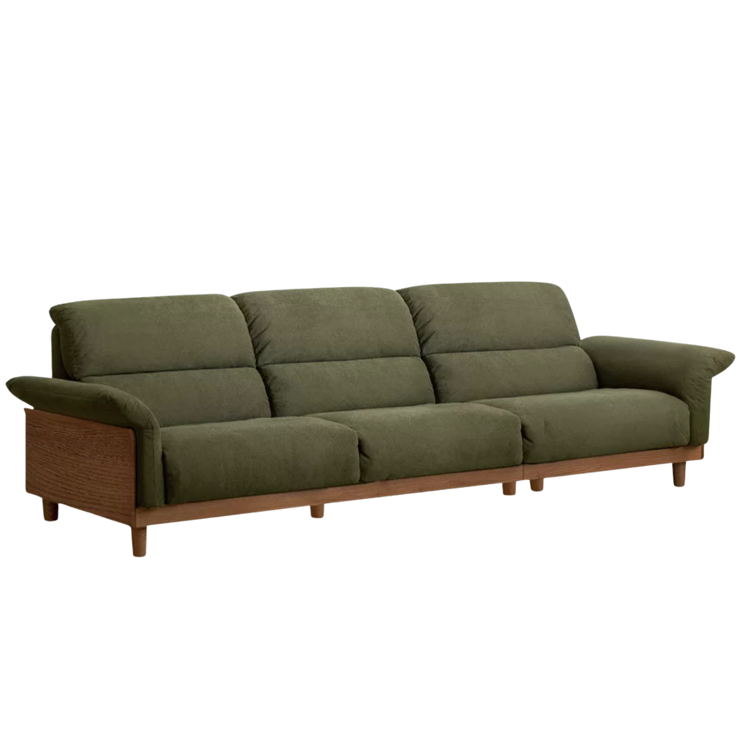 Oak Solid Wood Fabric Sofa, Couch with High Back Cushions, Durable Pet-Friendly Upholstery