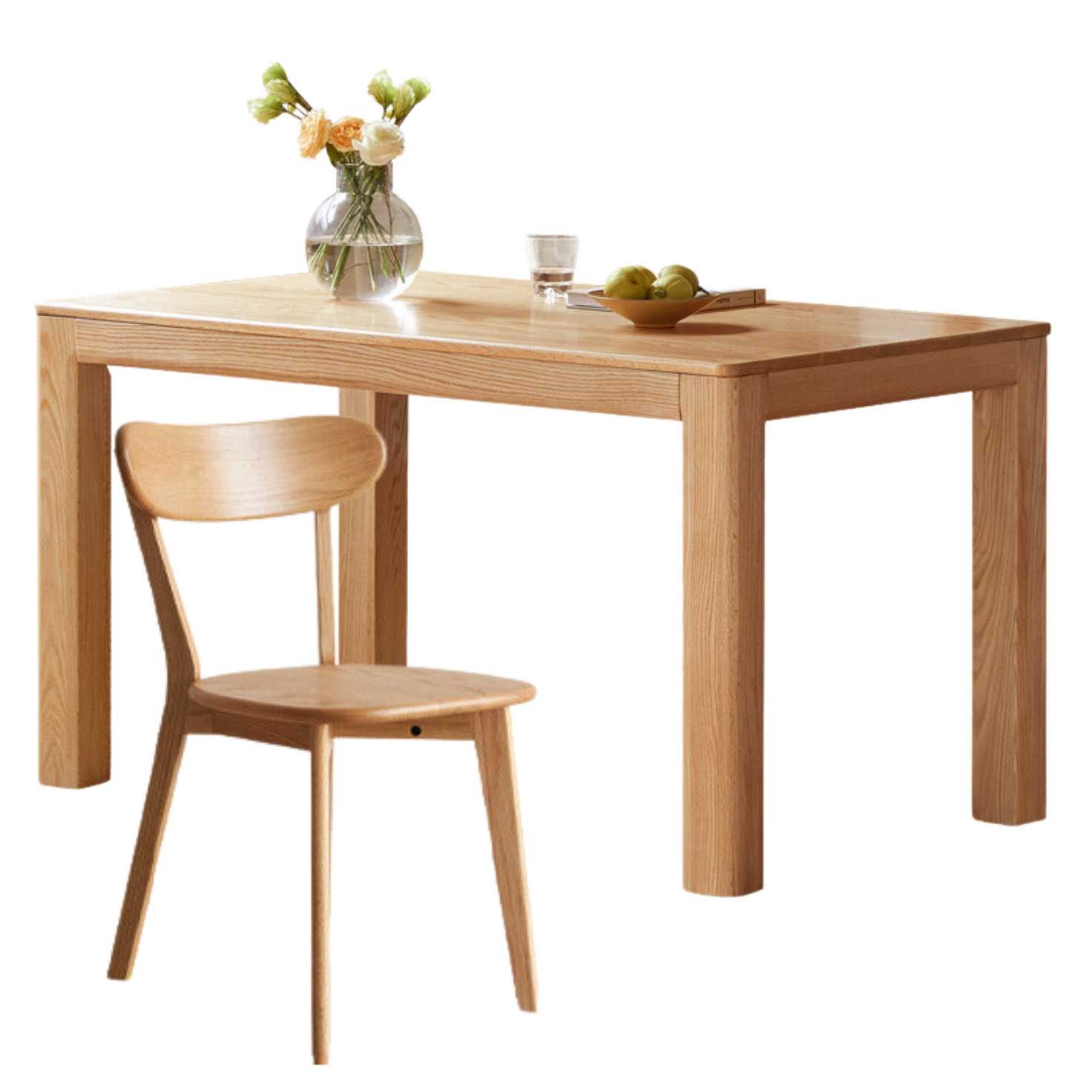 Oak Solid wood simple shape rock plate dining table,