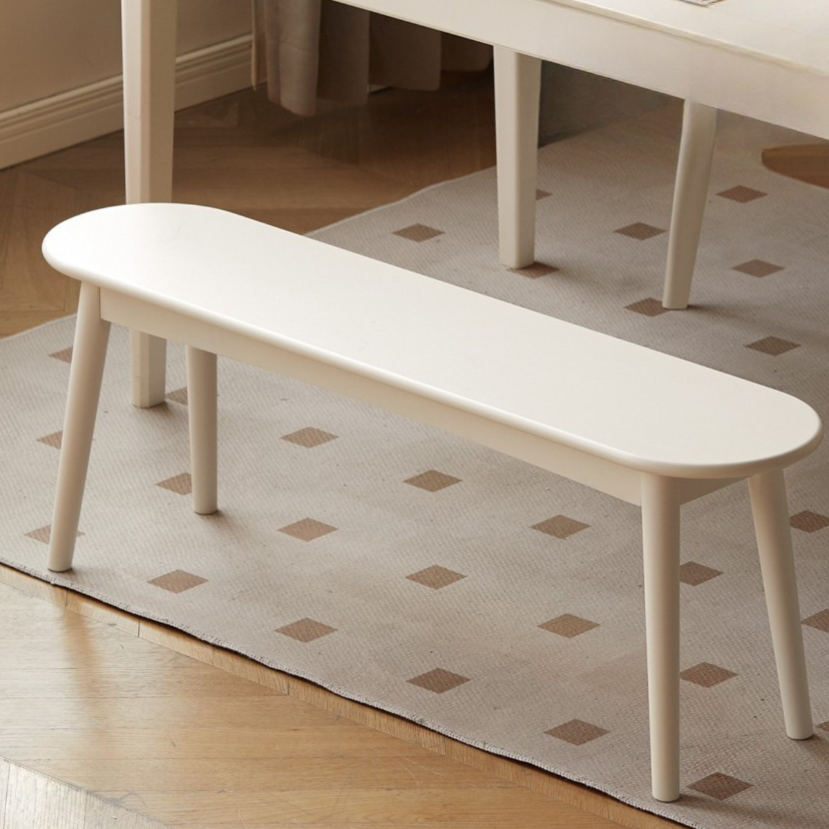 Solid Wood Long Bench Restaurant French Cream Style Bench Simple ...