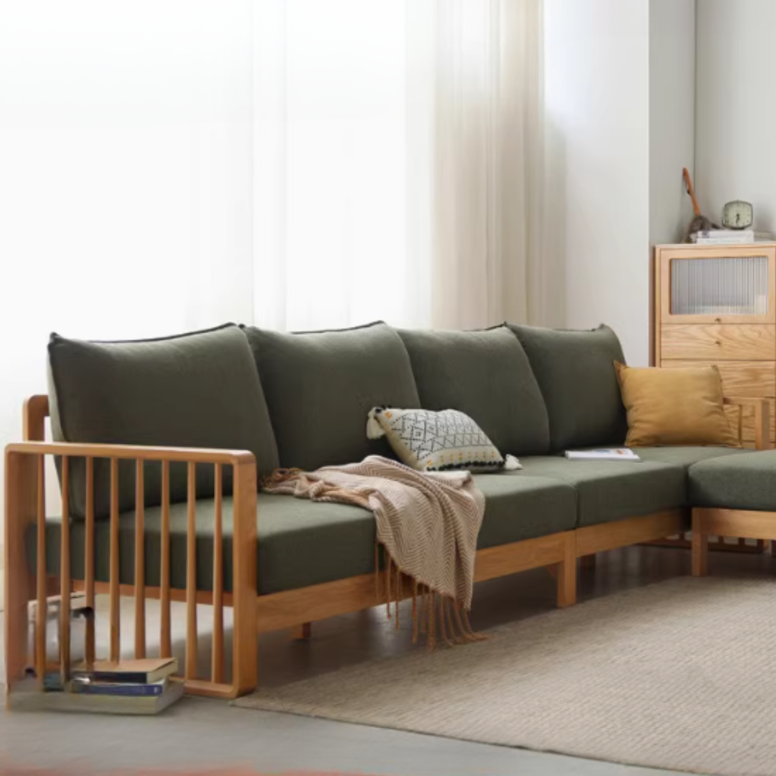 Ash All Solid Wood Log Furniture Nordic Modern Corner Sofa