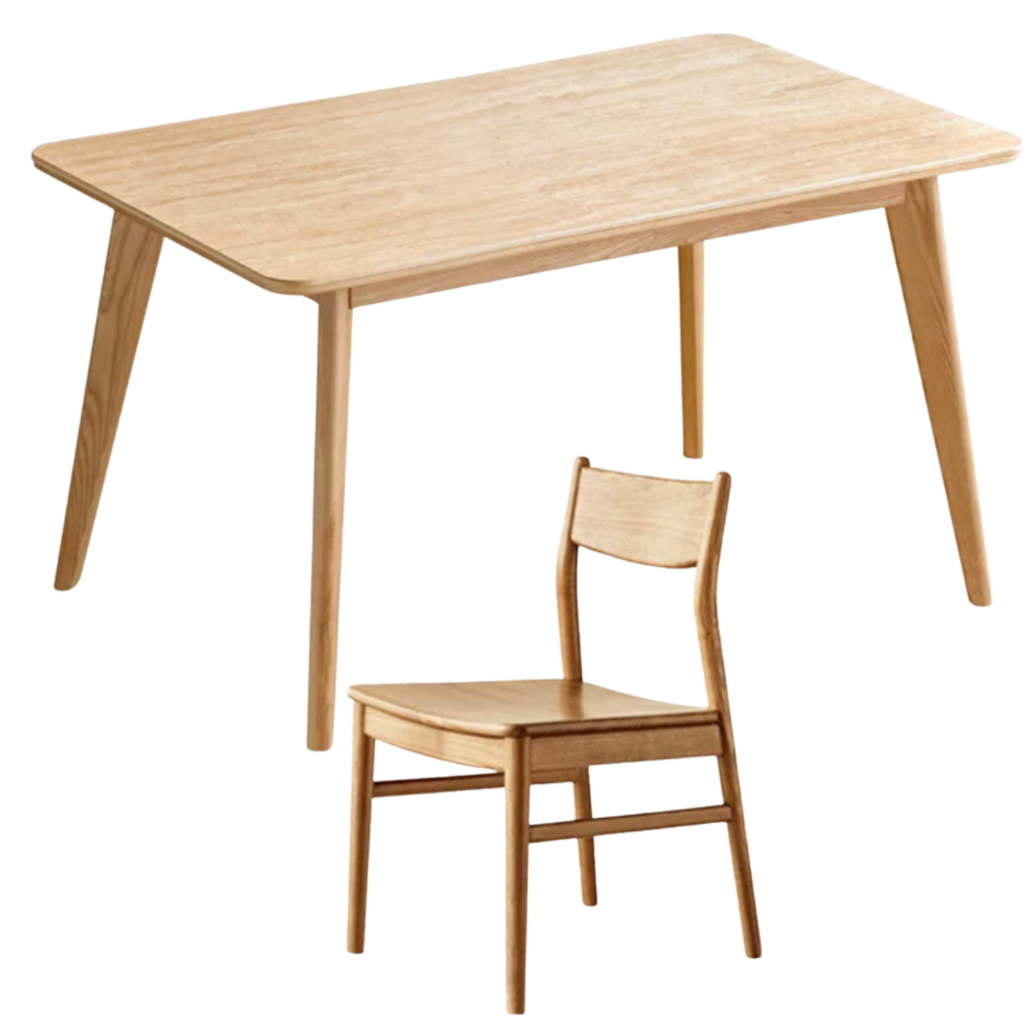 Ash Solid Wood Nordic Dining Table With Rock Slab Surface