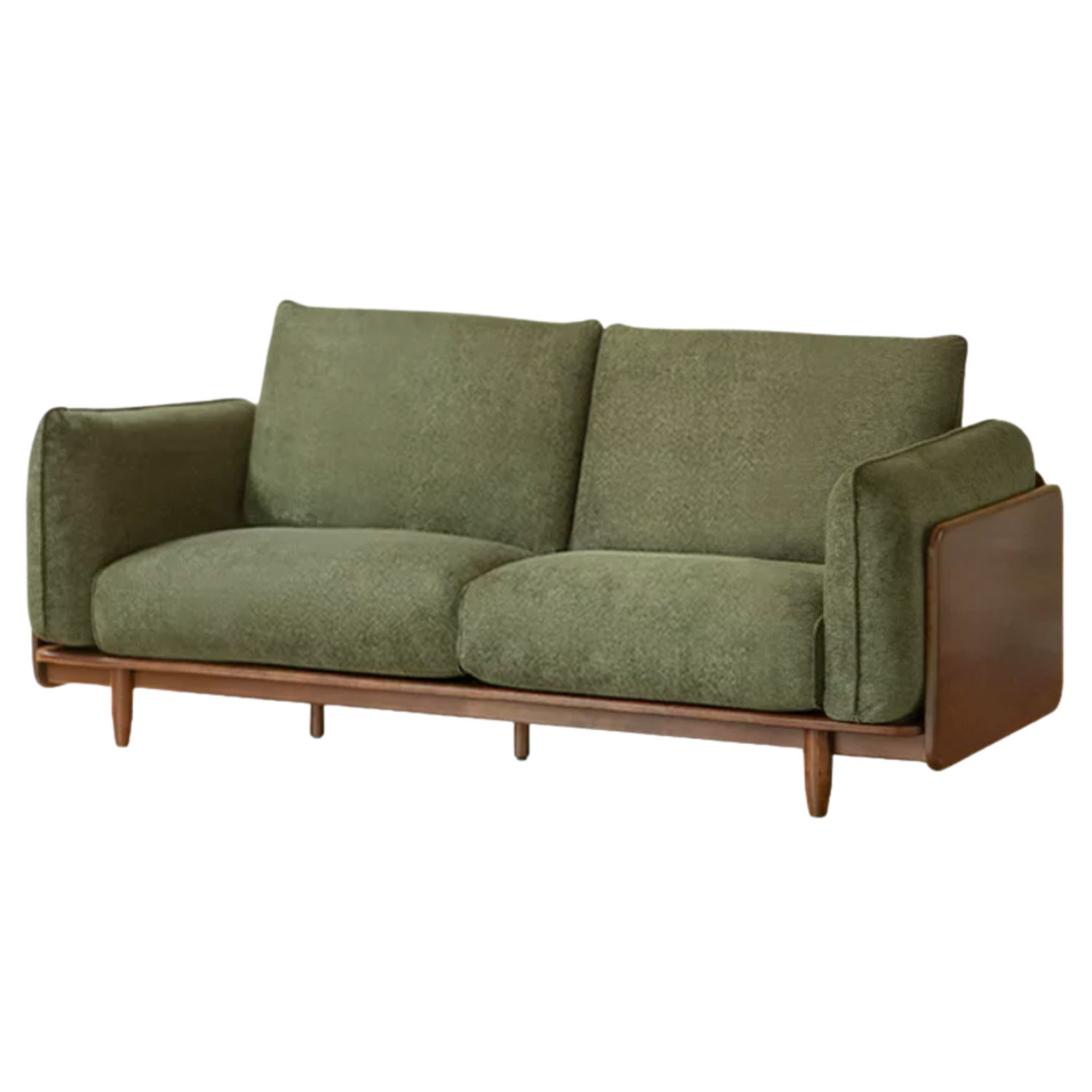 Black Walnut Solid Wood, Oak, Solid Sandalwood Genuine leather, fabric Sofa with Wood Base