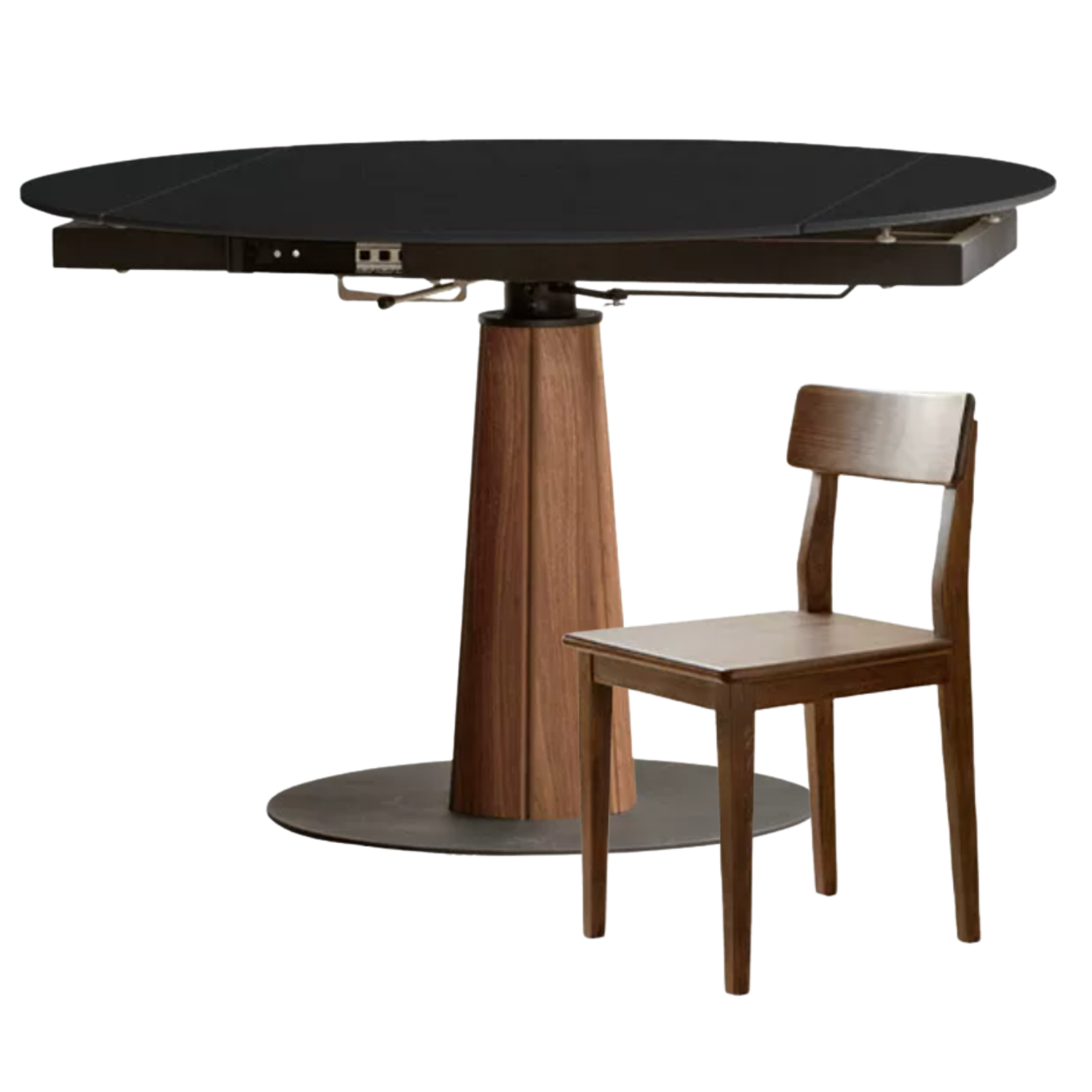Cherry, Black Walnut, Ash Solid Wood Folding Retro Rock Plate Dining Table