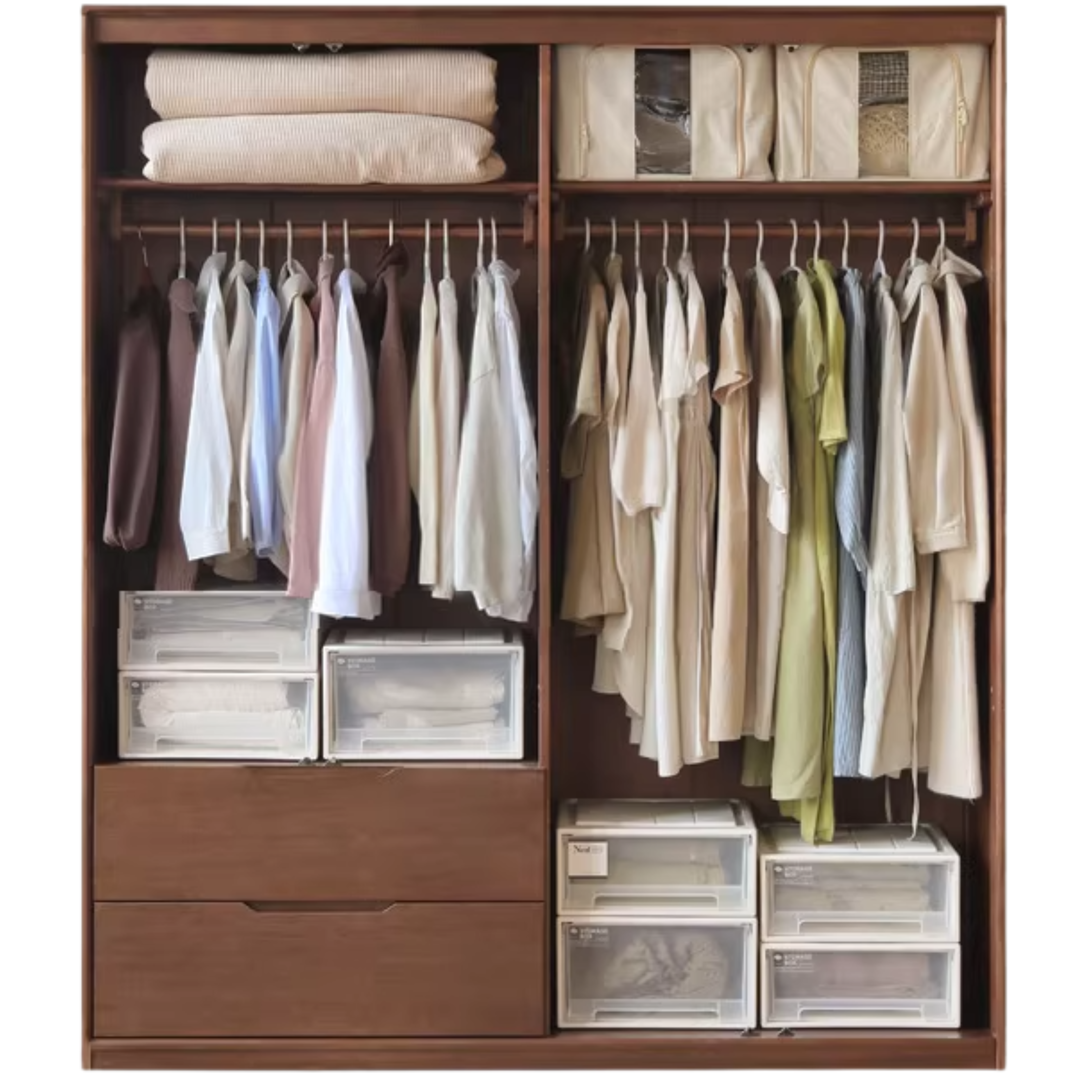 Black Walnut Solid Wood Large Wardrobe