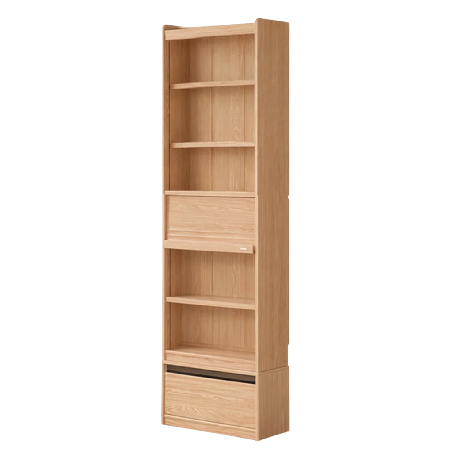 Oak, Ash Solid Wood Display Bookcase with Wall-Mounted Option and Storage Cabinet