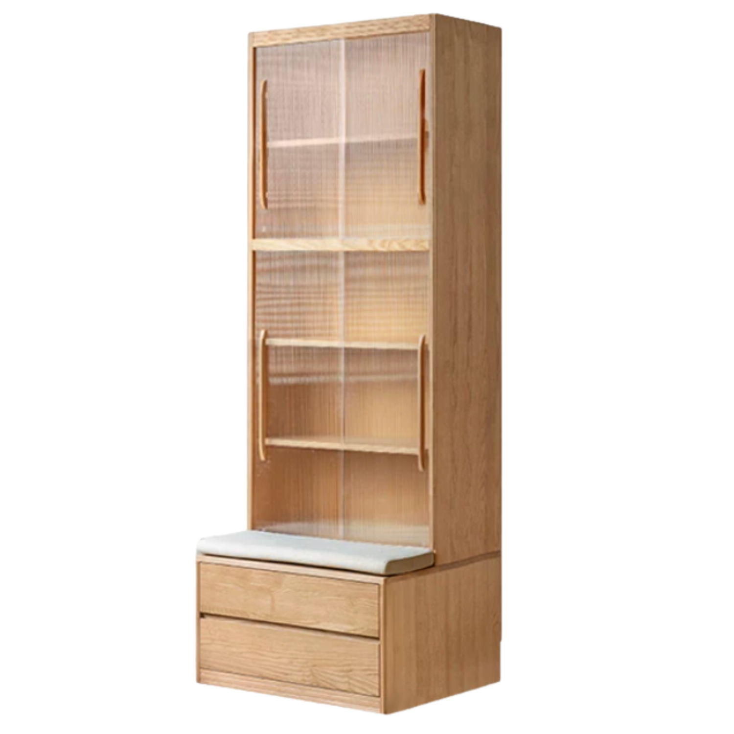 Ash Solid Wood Wall-Mounted Bookcase with Integrated Study Shelf