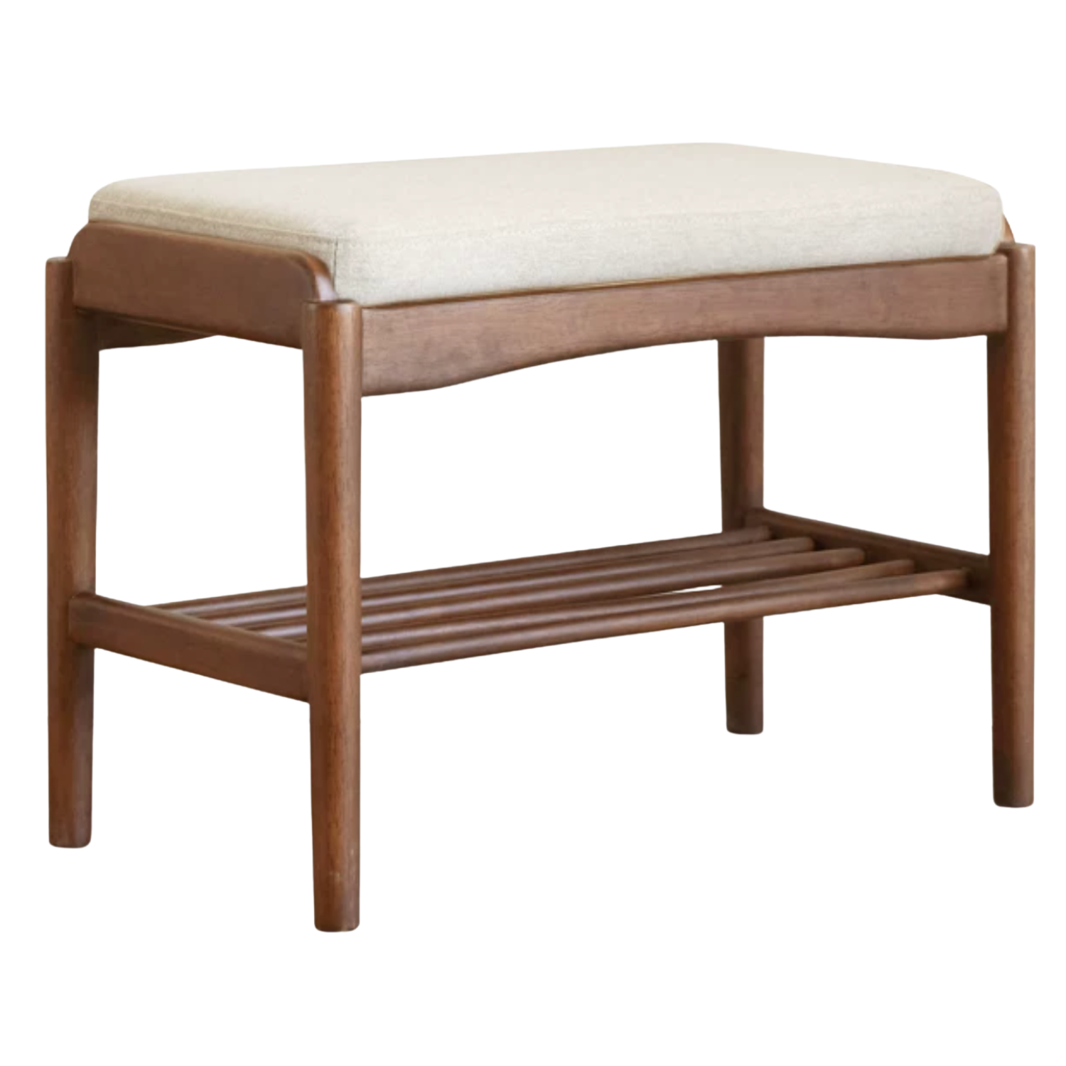 Black Walnut Solid Wood Genuine leather, Fabrics Shoe Changing Stool