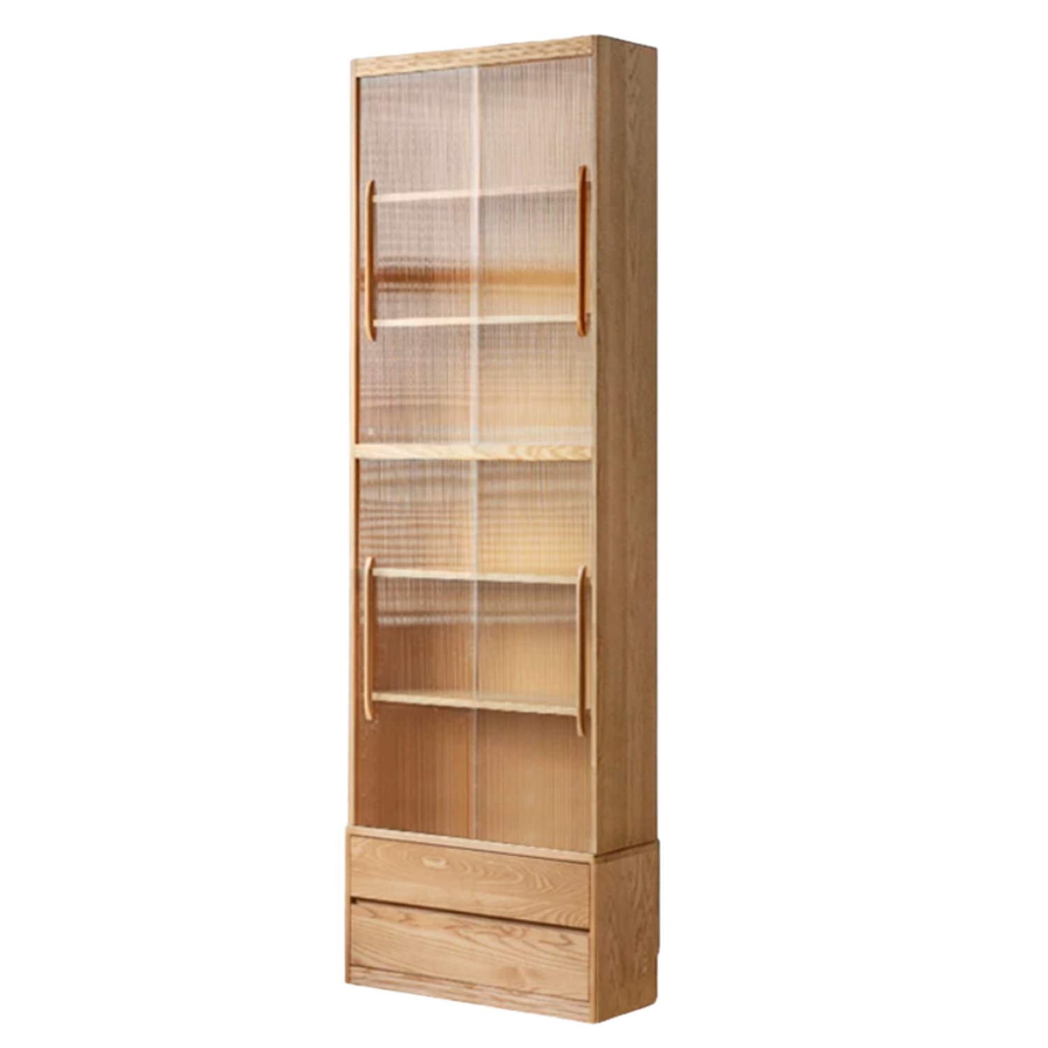Ash Solid Wood Wall-Mounted Bookcase with Integrated Study Shelf