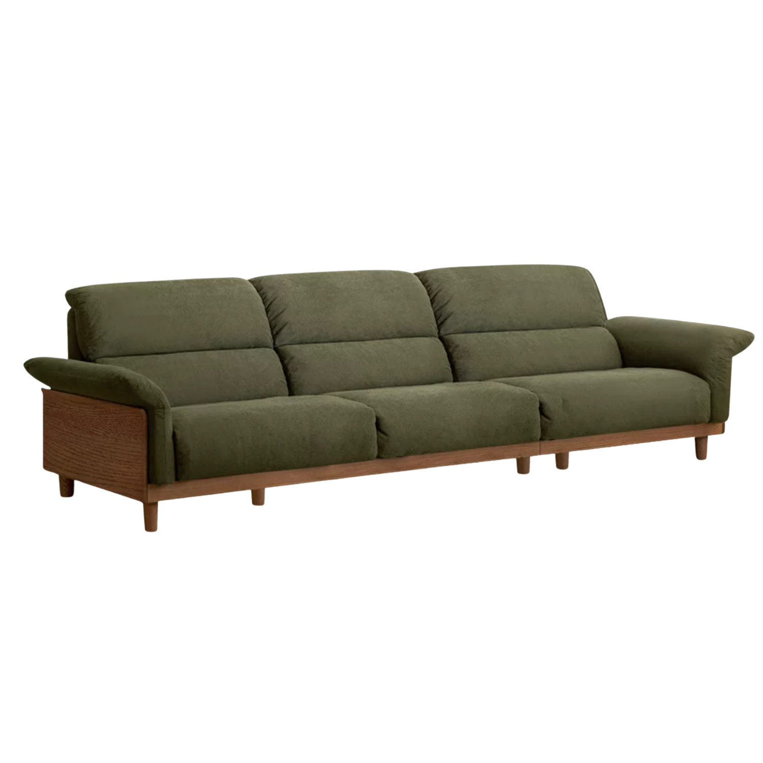 Oak Solid Wood Fabric Sofa, Couch with High Back Cushions, Durable Pet-Friendly Upholstery
