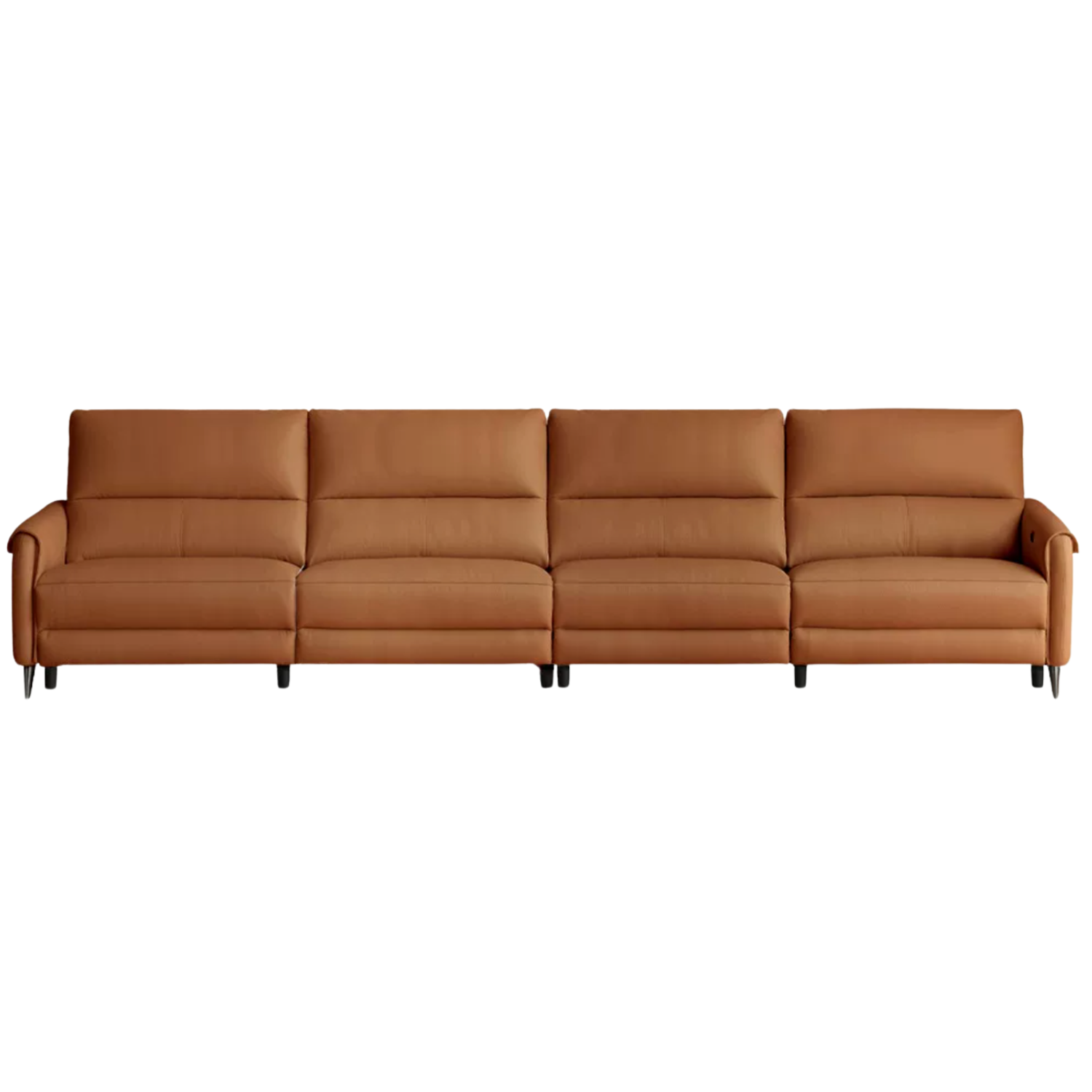 Genuine Leather Power Reclining Sofa with Wall-Hugger Track Arms