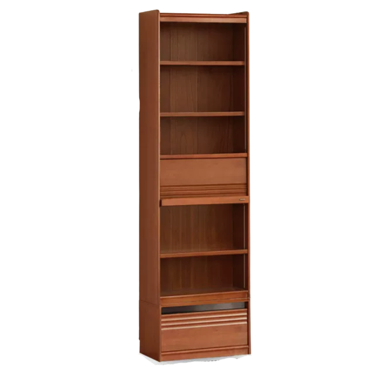 Tulipwood, Birch Solid Wood Floor-to-Ceiling Modular Bookcase with Sliding Glass Doors