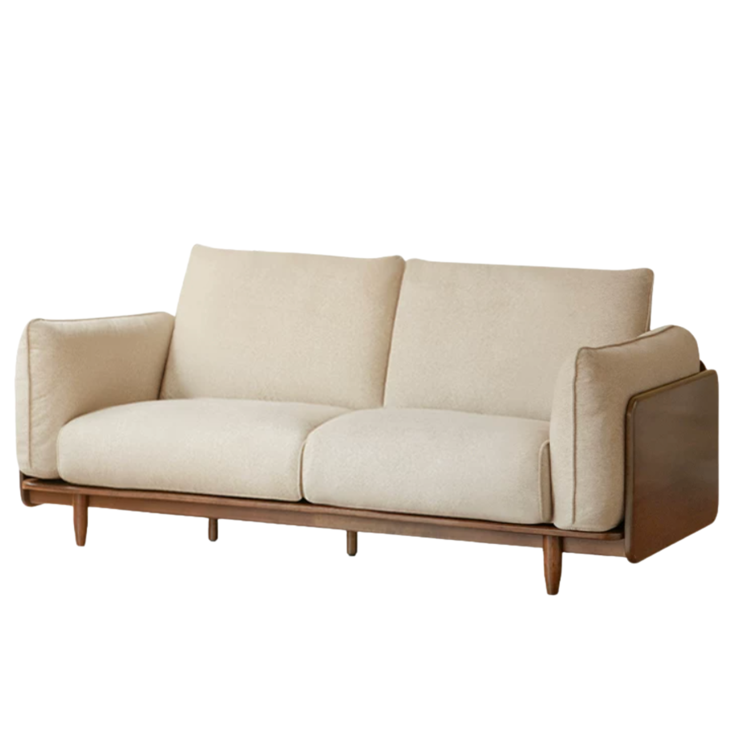 Black Walnut, Oak Solid Wood Fabric High-Back Sofa