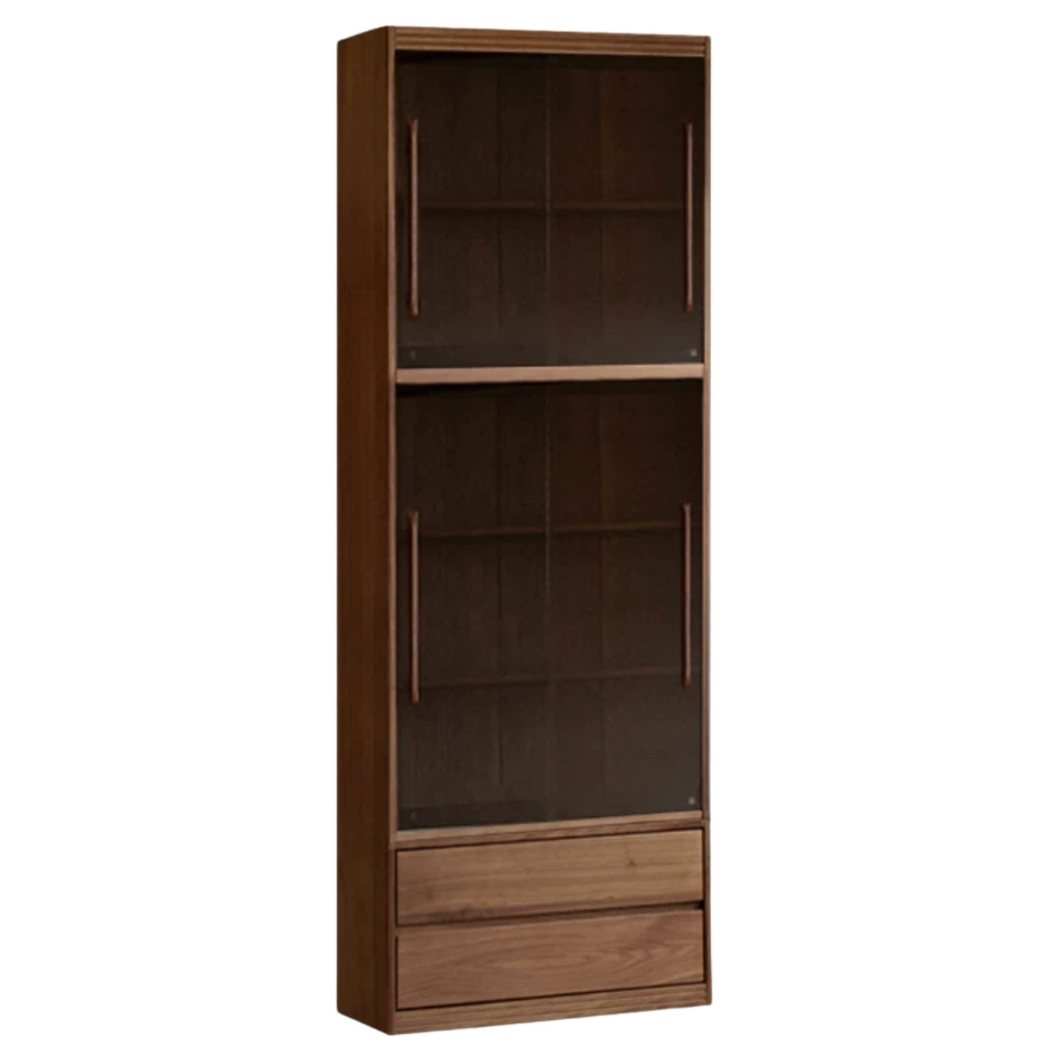 Black Walnut, Oak, Ash Solid Wood Floor-Standing Bookcase with Luxury Storage Cabinet