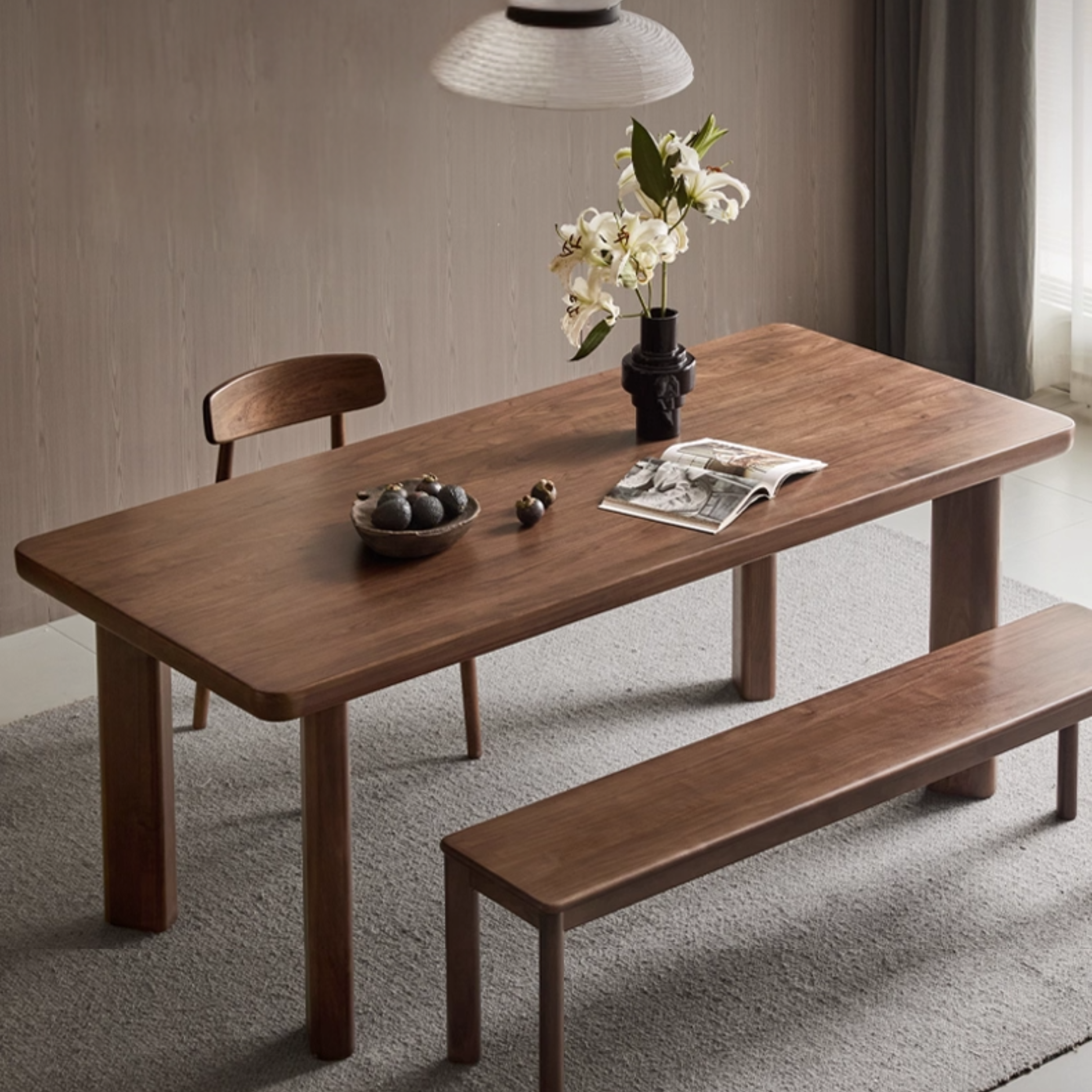 Black Walnut Solid Wood Dining Table