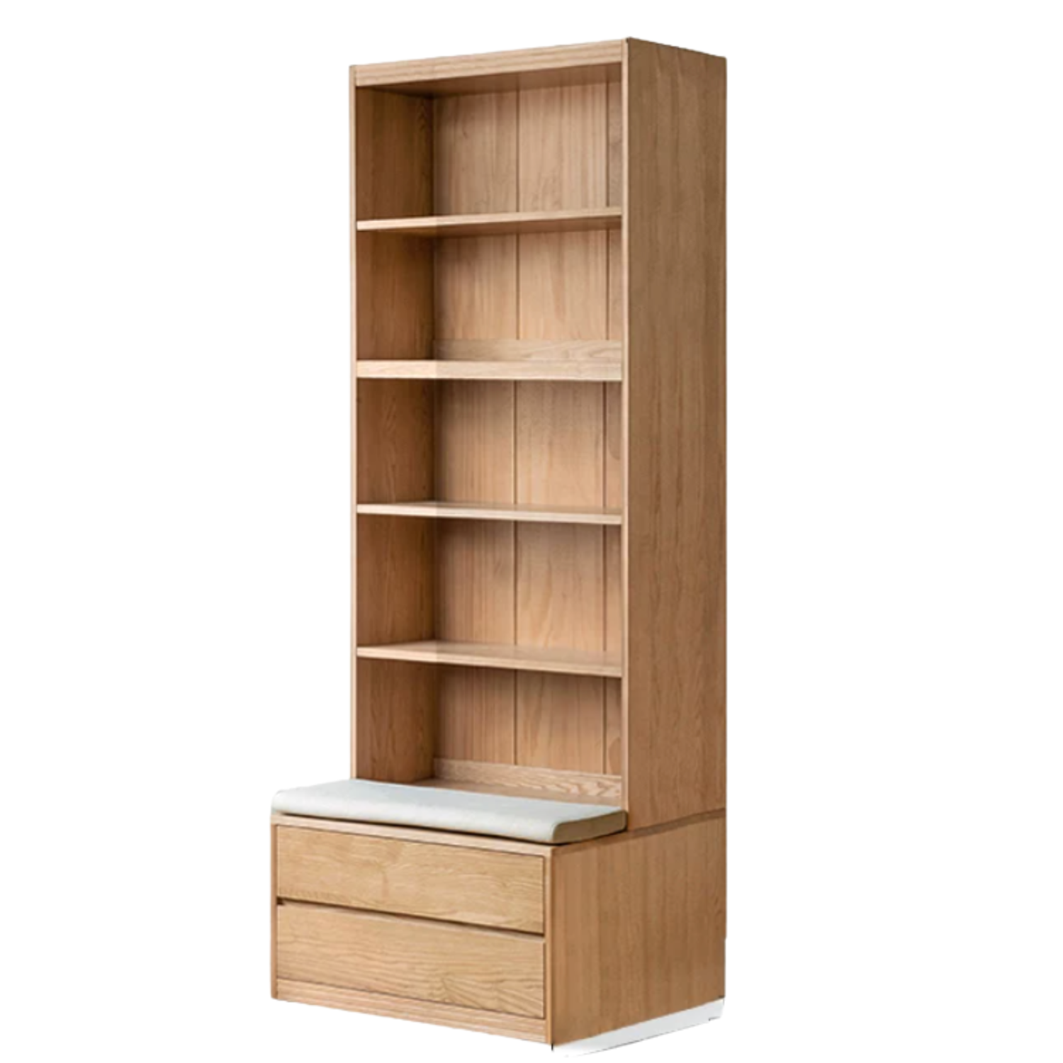 Ash Solid Wood Wall-Mounted Bookcase with Integrated Study Shelf