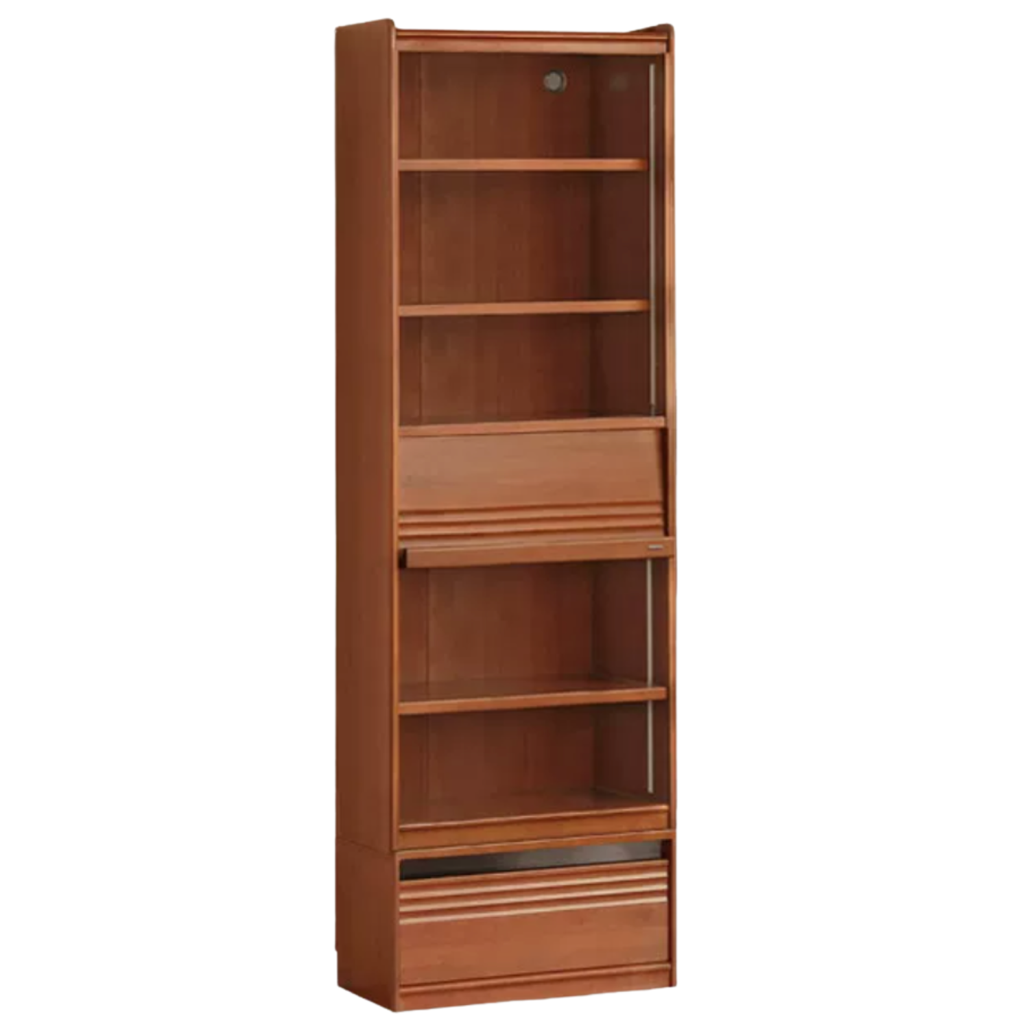 Tulipwood, Birch Solid Wood Floor-to-Ceiling Modular Bookcase with Sliding Glass Doors