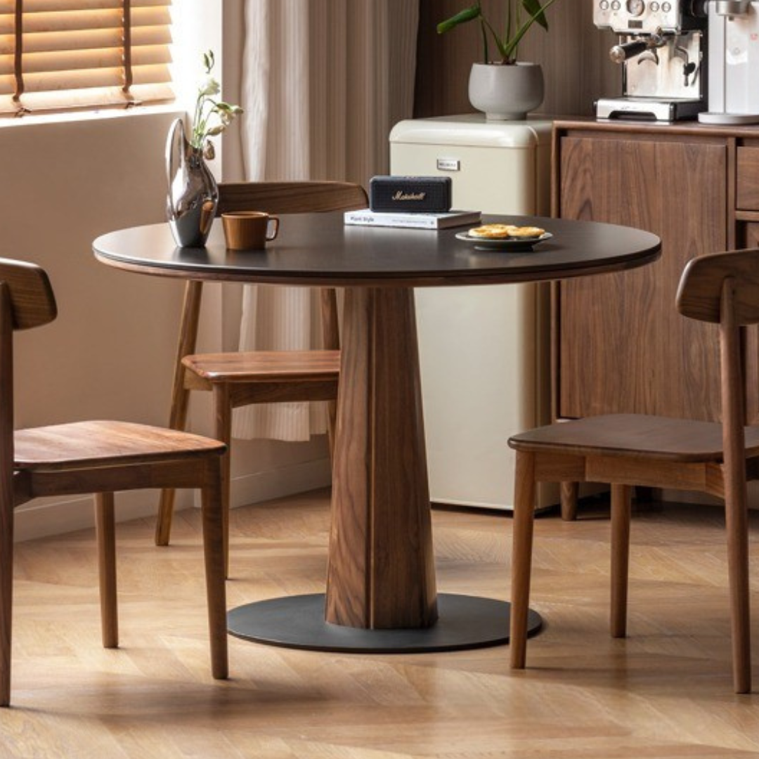 Black Walnut Solid Wood Round Dining Table