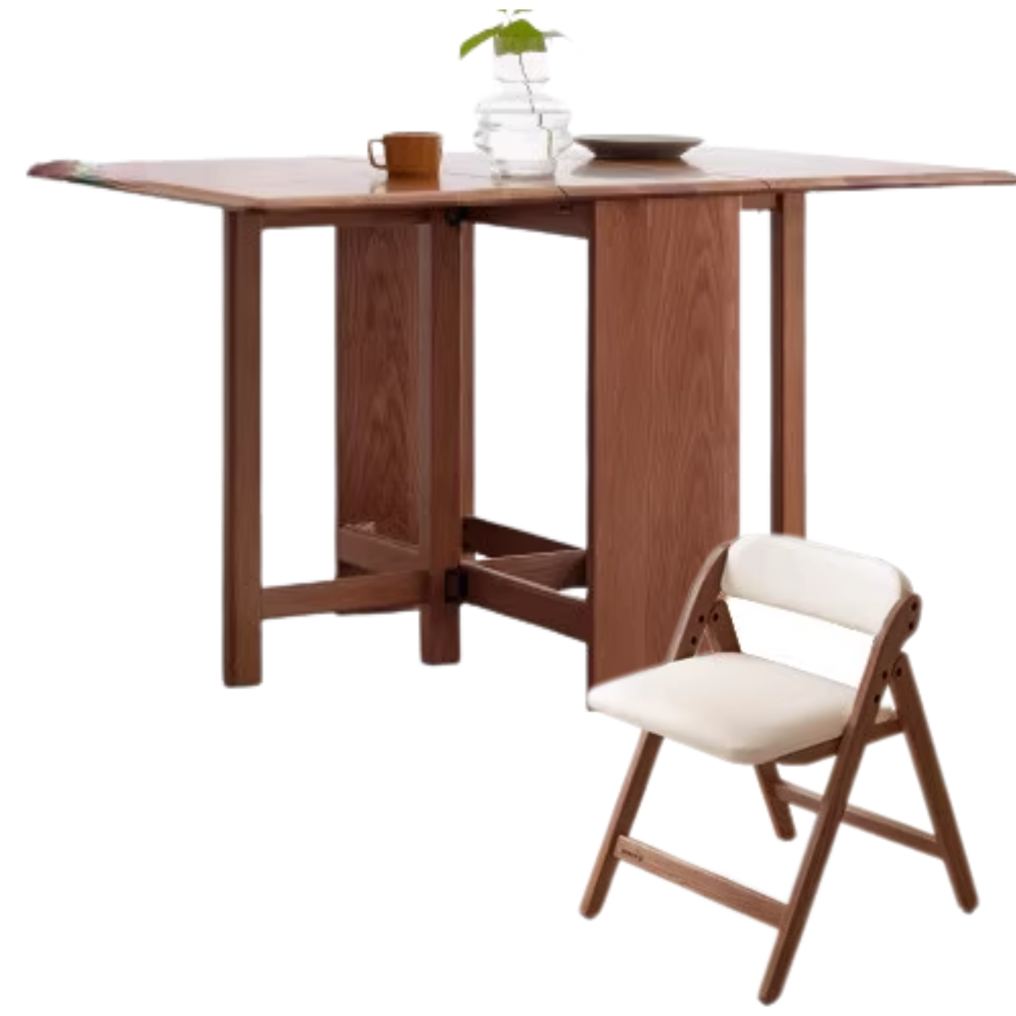 Oak Solid Wood Folding Table, Retractable Dining Table