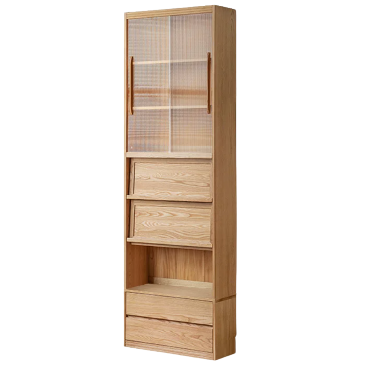 Ash Solid Wood Wall-Mounted Bookcase with Integrated Study Shelf