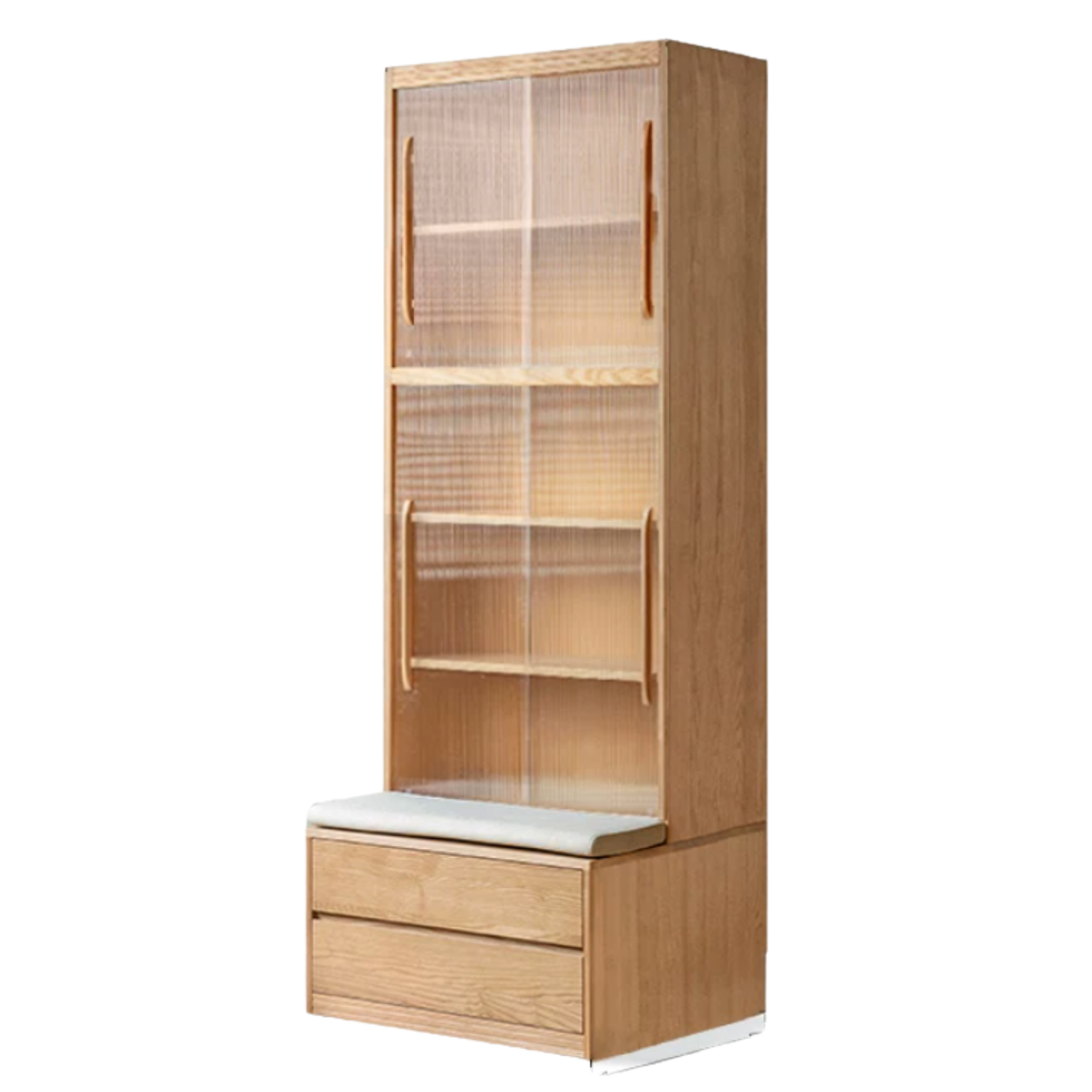 Ash Solid Wood Wall-Mounted Bookcase with Integrated Study Shelf