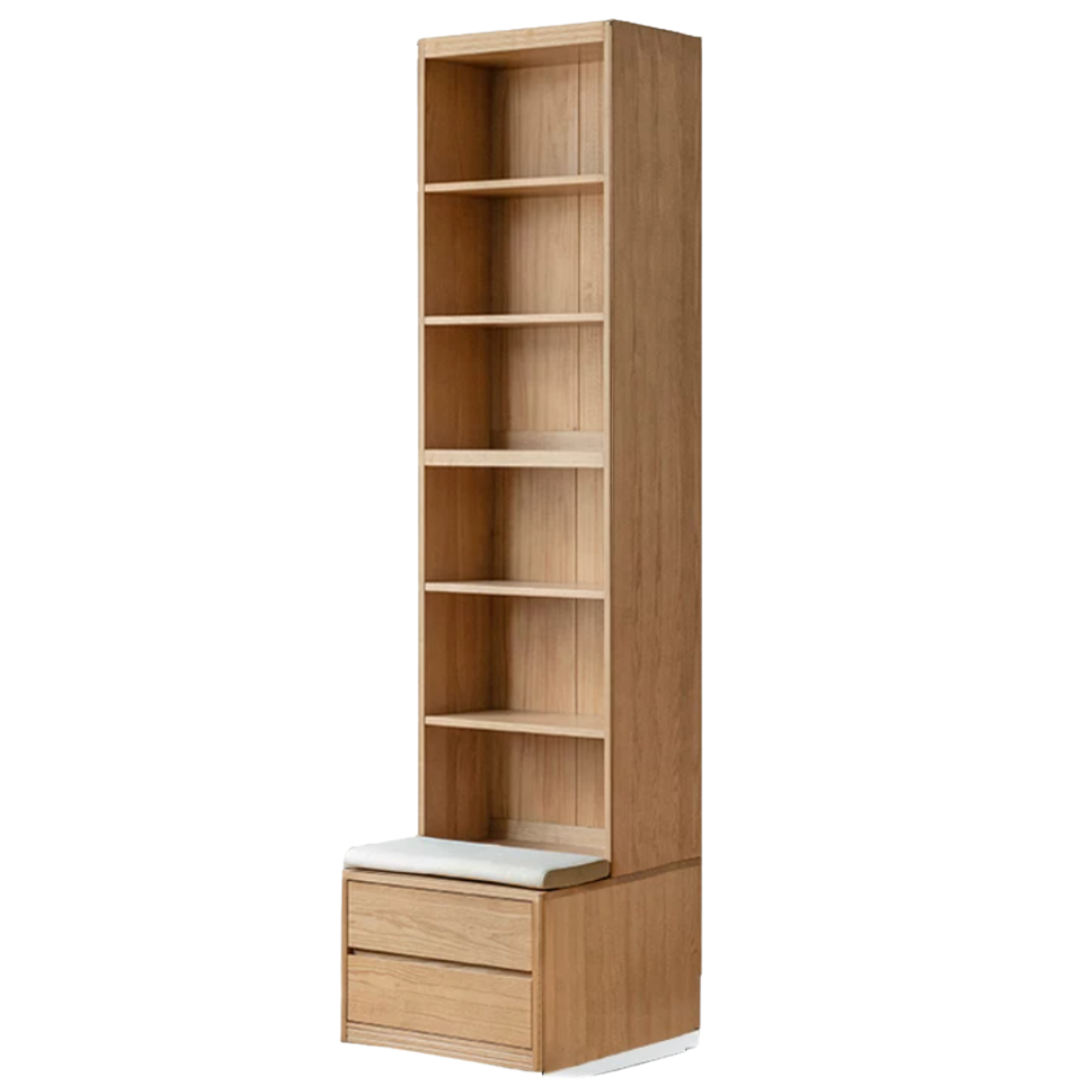 Ash Solid Wood Wall-Mounted Bookcase with Integrated Study Shelf