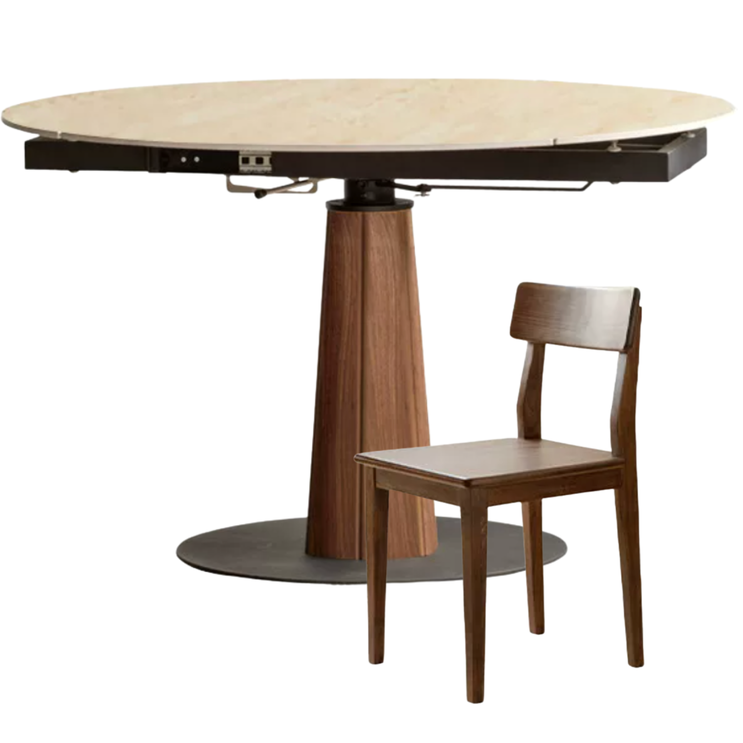Cherry, Black Walnut, Ash Solid Wood Folding Retro Rock Plate Dining Table