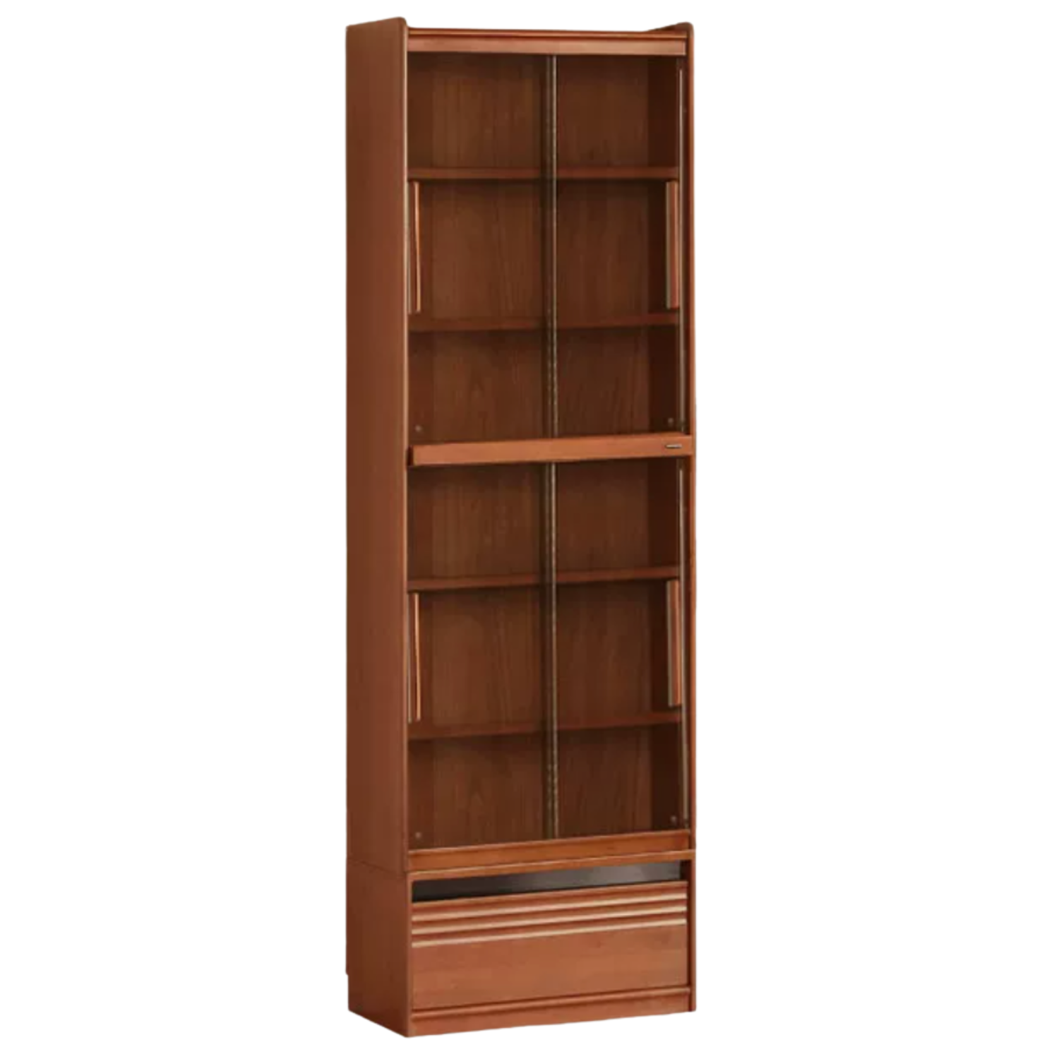 Tulipwood, Birch Solid Wood Floor-to-Ceiling Modular Bookcase with Sliding Glass Doors