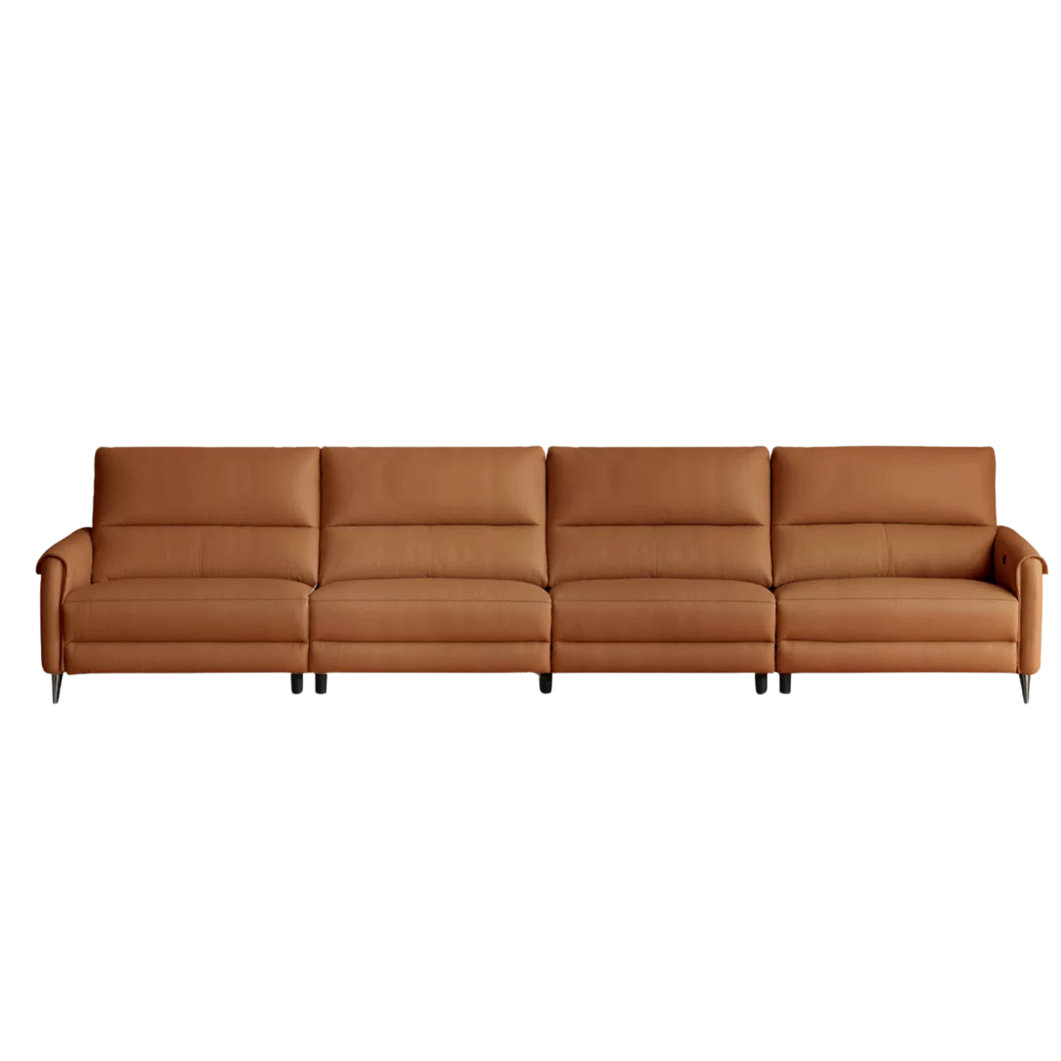 Genuine Leather Power Reclining Sofa with Wall-Hugger Track Arms