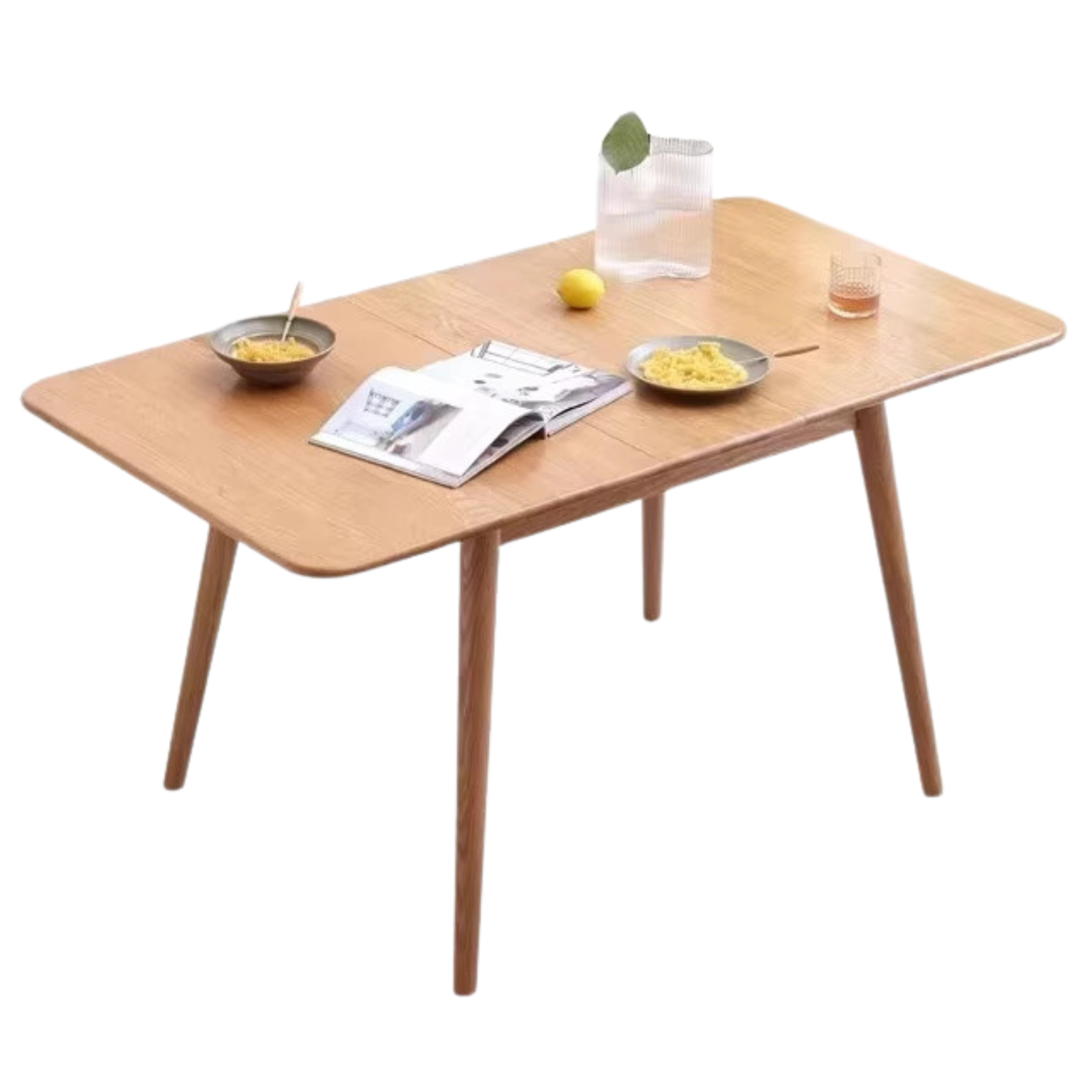 Oak Solid Wood Retractable Folding Dining Table