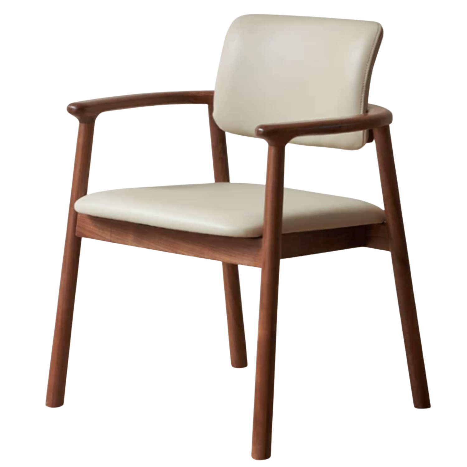 Black Walnut Solid Wood Top layer of Yellow Cowhide Armchair, Organic leather: