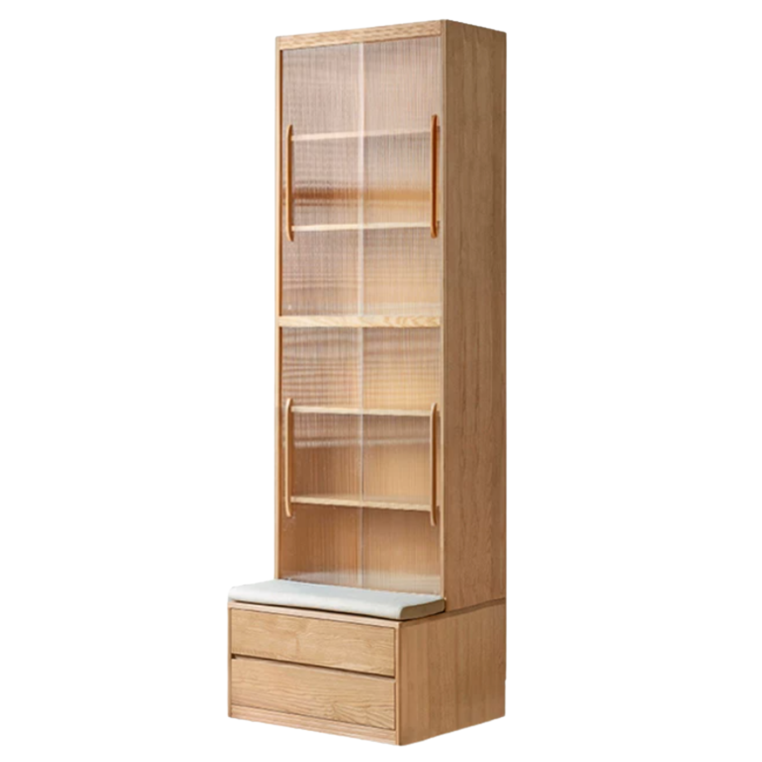Ash Solid Wood Wall-Mounted Bookcase with Integrated Study Shelf